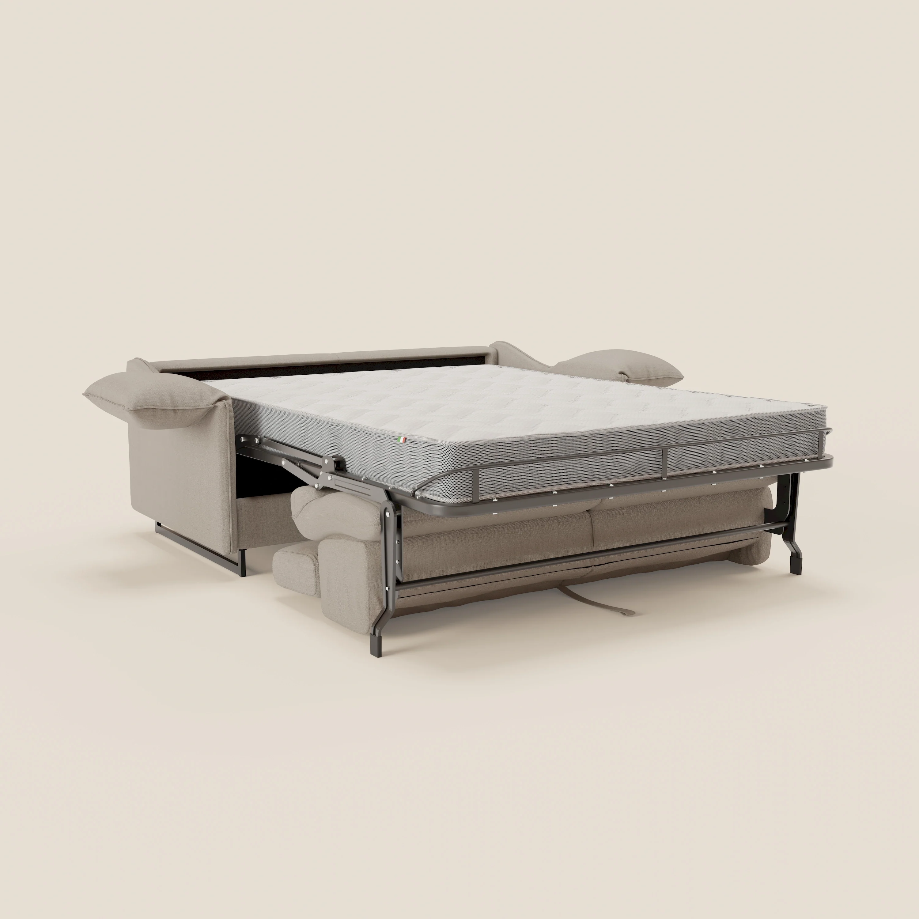 Violetta Canapé convertible matelas H18 cm - têtières réglables et accoudoirs amovibles en tissu imperméable T13 crème - Image 12