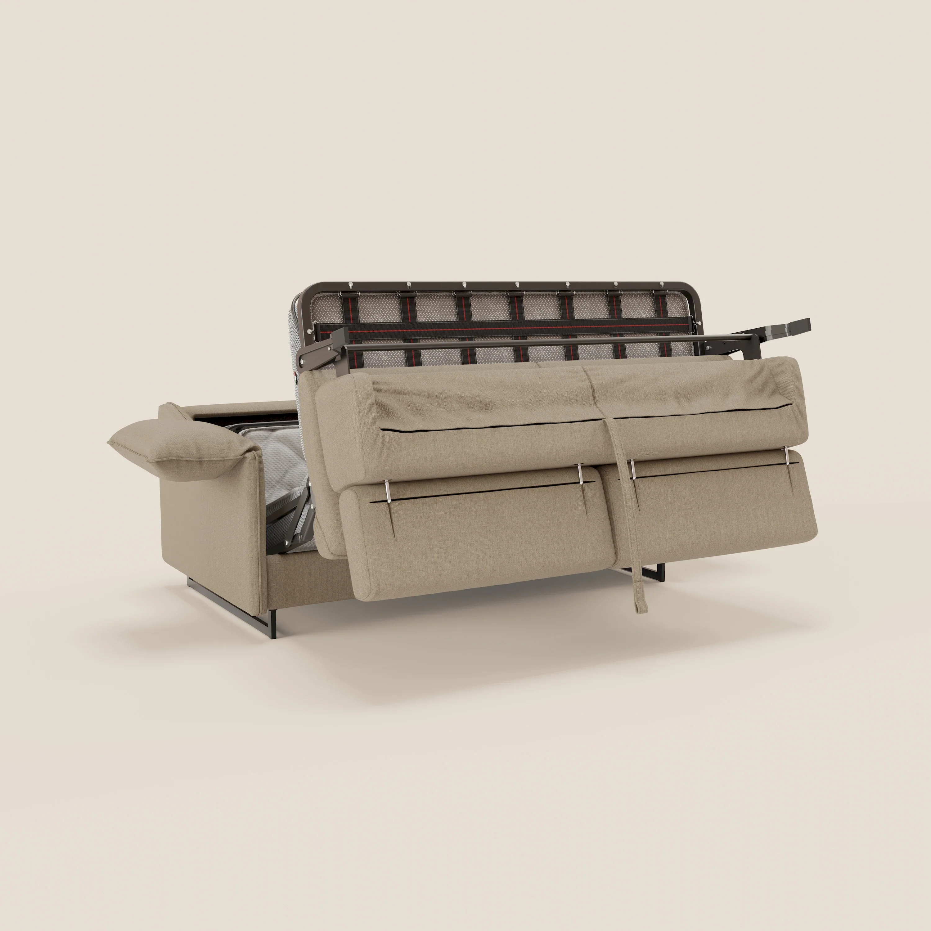 Violetta Canapé convertible matelas H18 cm - têtières réglables et accoudoirs amovibles en tissu imperméable T13 beige - Image 11