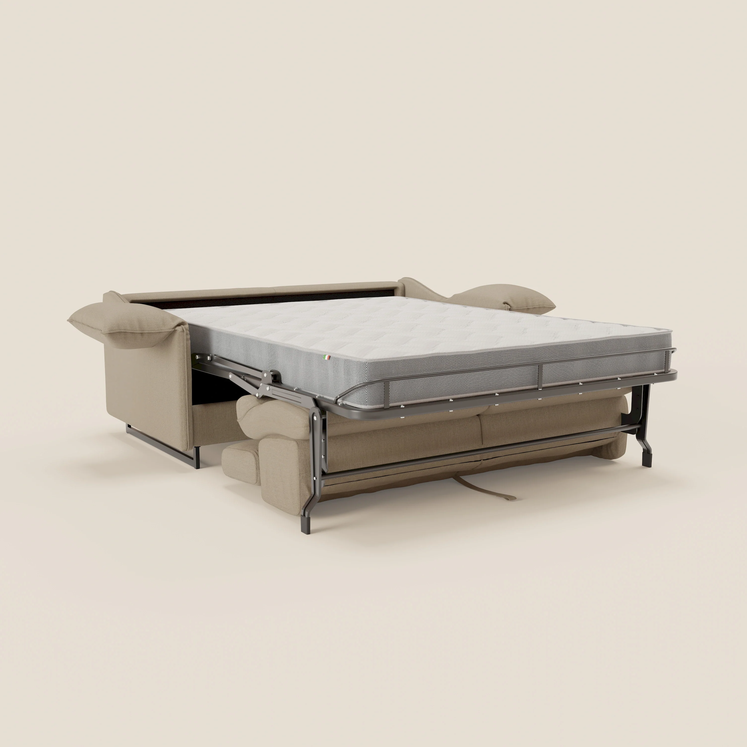 Violetta Canapé convertible matelas H18 cm - têtières réglables et accoudoirs amovibles en tissu imperméable T13 beige - Image 12