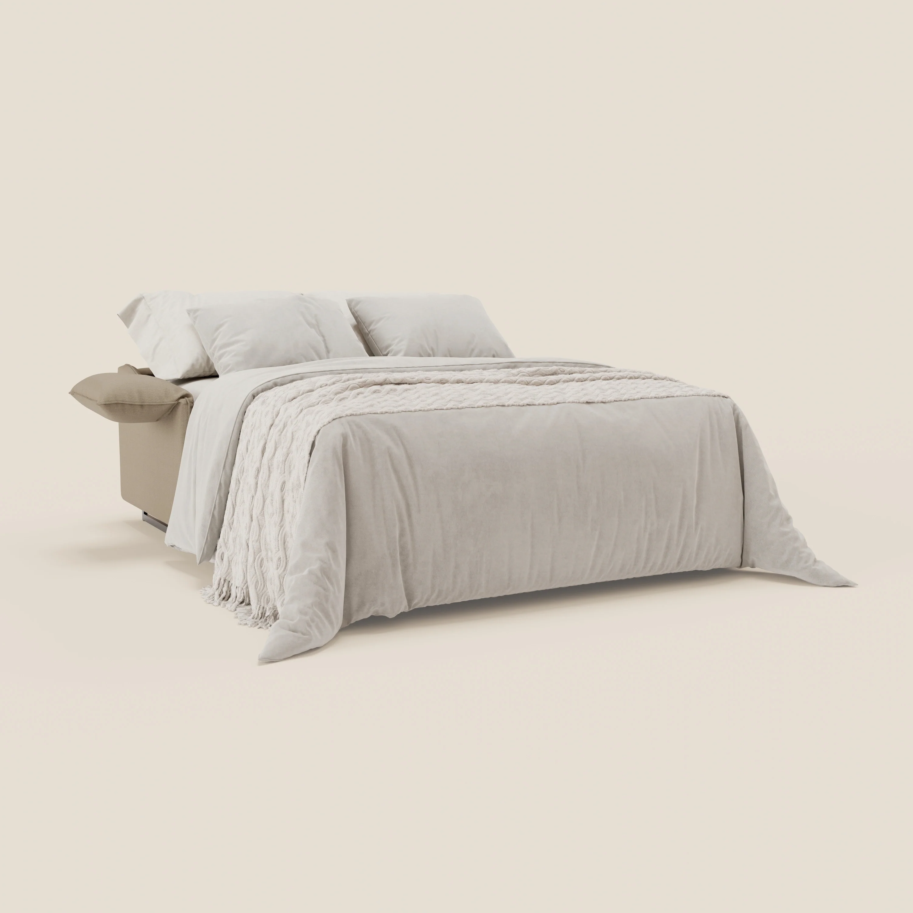 Violetta Canapé convertible matelas H18 cm - têtières réglables et accoudoirs amovibles en tissu imperméable T13 beige - Image 2