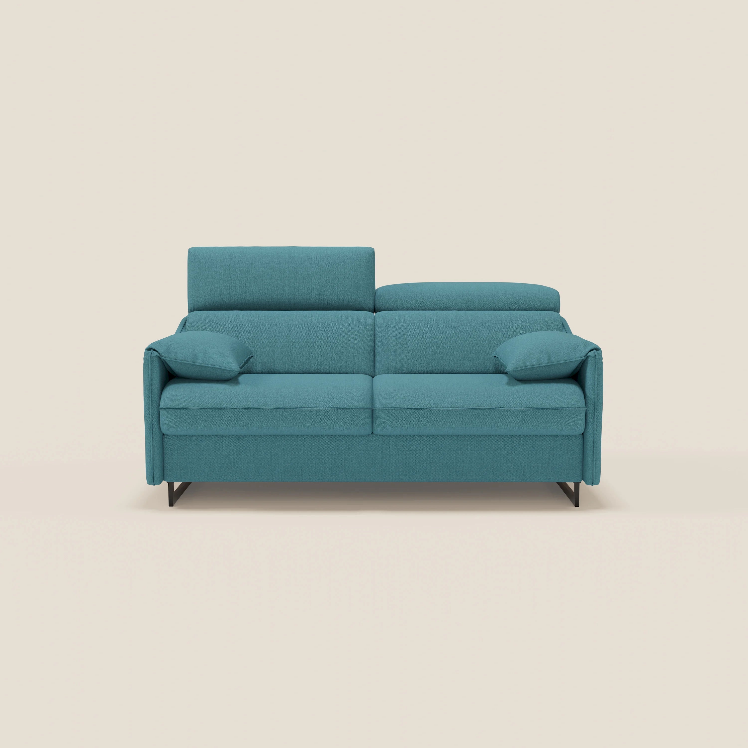 Violetta CanapĂ© convertible matelas H18 cm - tĂȘtiĂšres rĂ©glables et accoudoirs amovibles en tissu impermĂ©able T13 bleu ciel