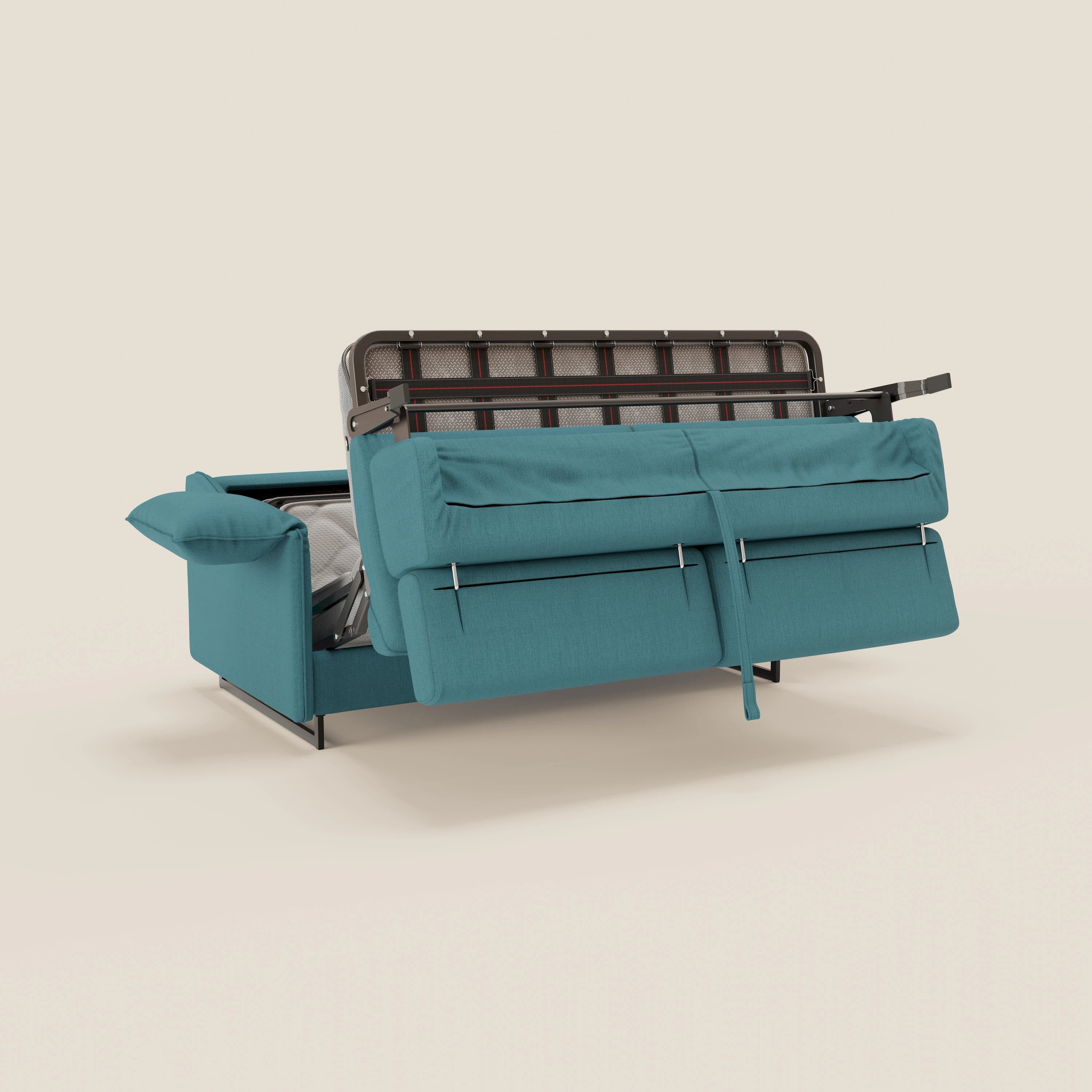 Violetta CanapĂ© convertible matelas H18 cm - tĂȘtiĂšres rĂ©glables et accoudoirs amovibles en tissu impermĂ©able T13 bleu ciel - Image 11