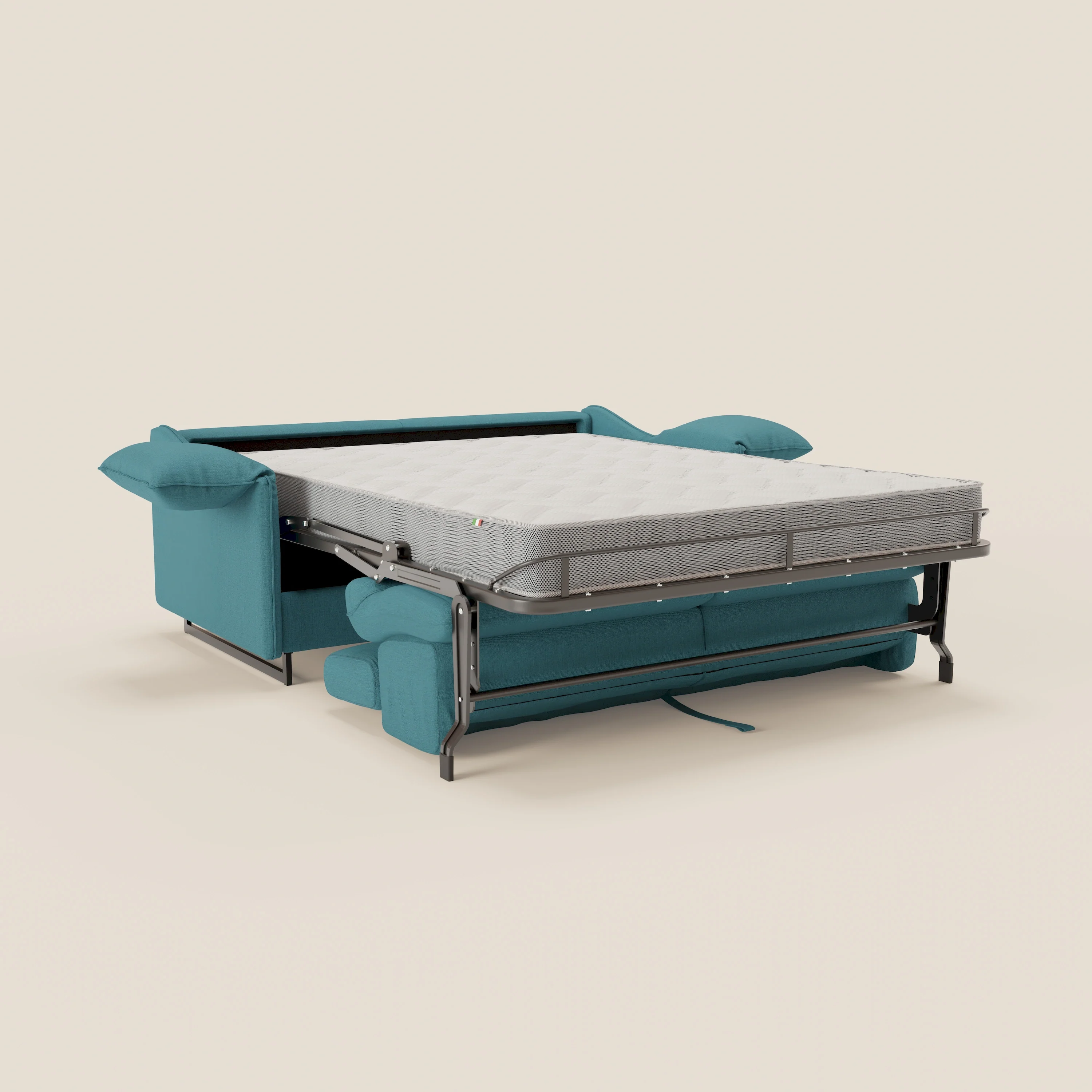 Violetta CanapĂ© convertible matelas H18 cm - tĂȘtiĂšres rĂ©glables et accoudoirs amovibles en tissu impermĂ©able T13 bleu ciel - Image 12