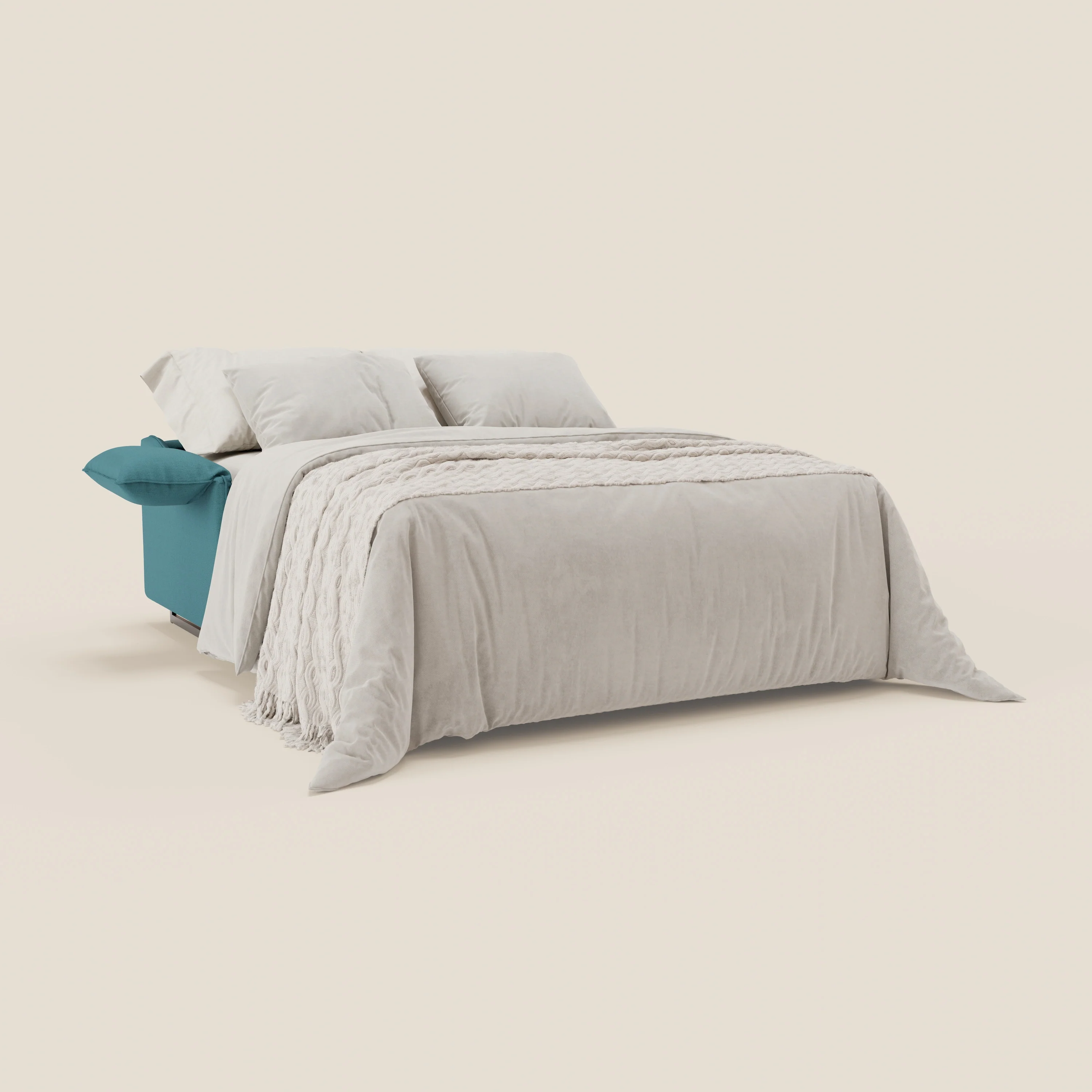 Violetta CanapĂ© convertible matelas H18 cm - tĂȘtiĂšres rĂ©glables et accoudoirs amovibles en tissu impermĂ©able T13 bleu ciel - Image 2