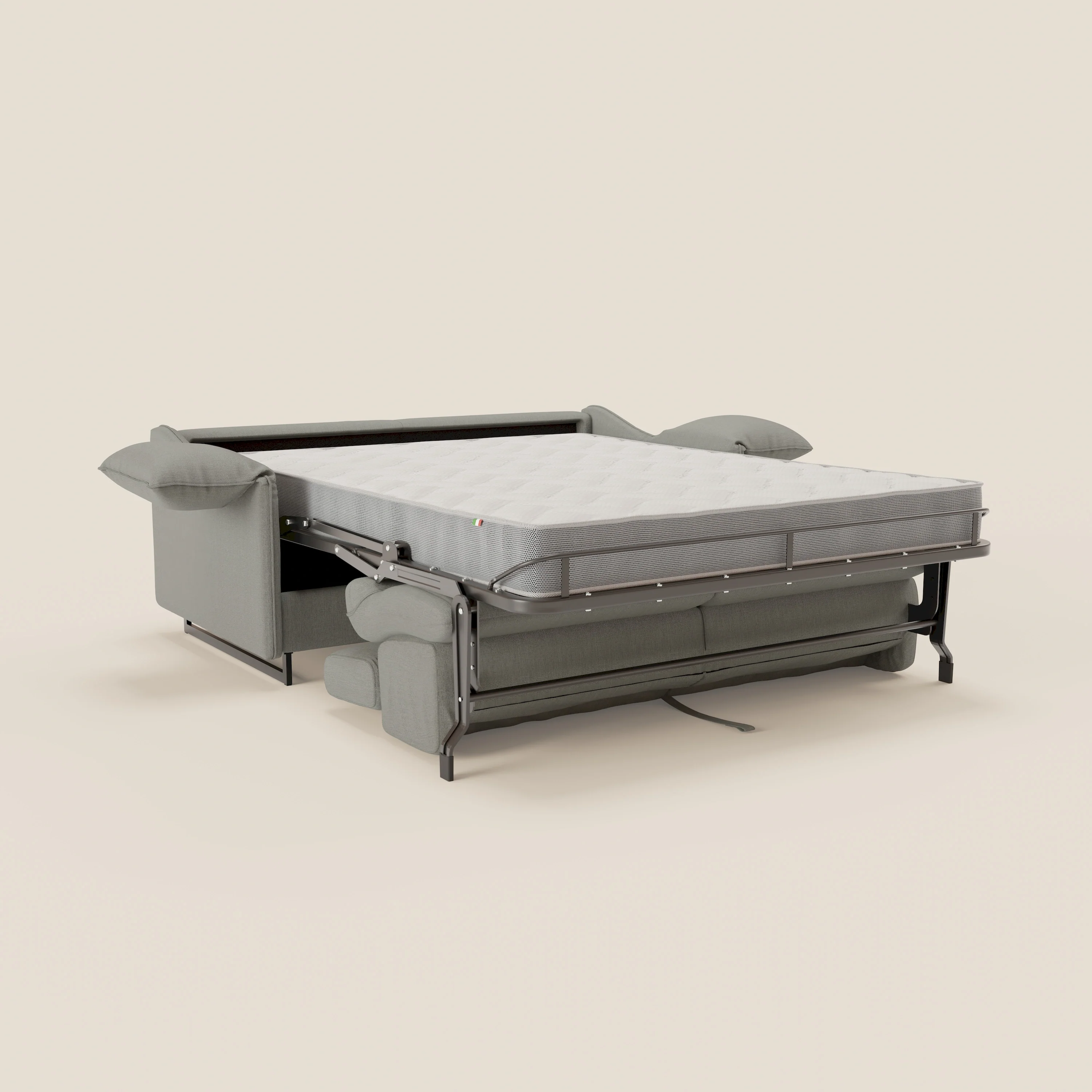 Violetta Canapé convertible matelas H18 cm - têtières réglables et accoudoirs amovibles en tissu imperméable T13 gris - Image 12