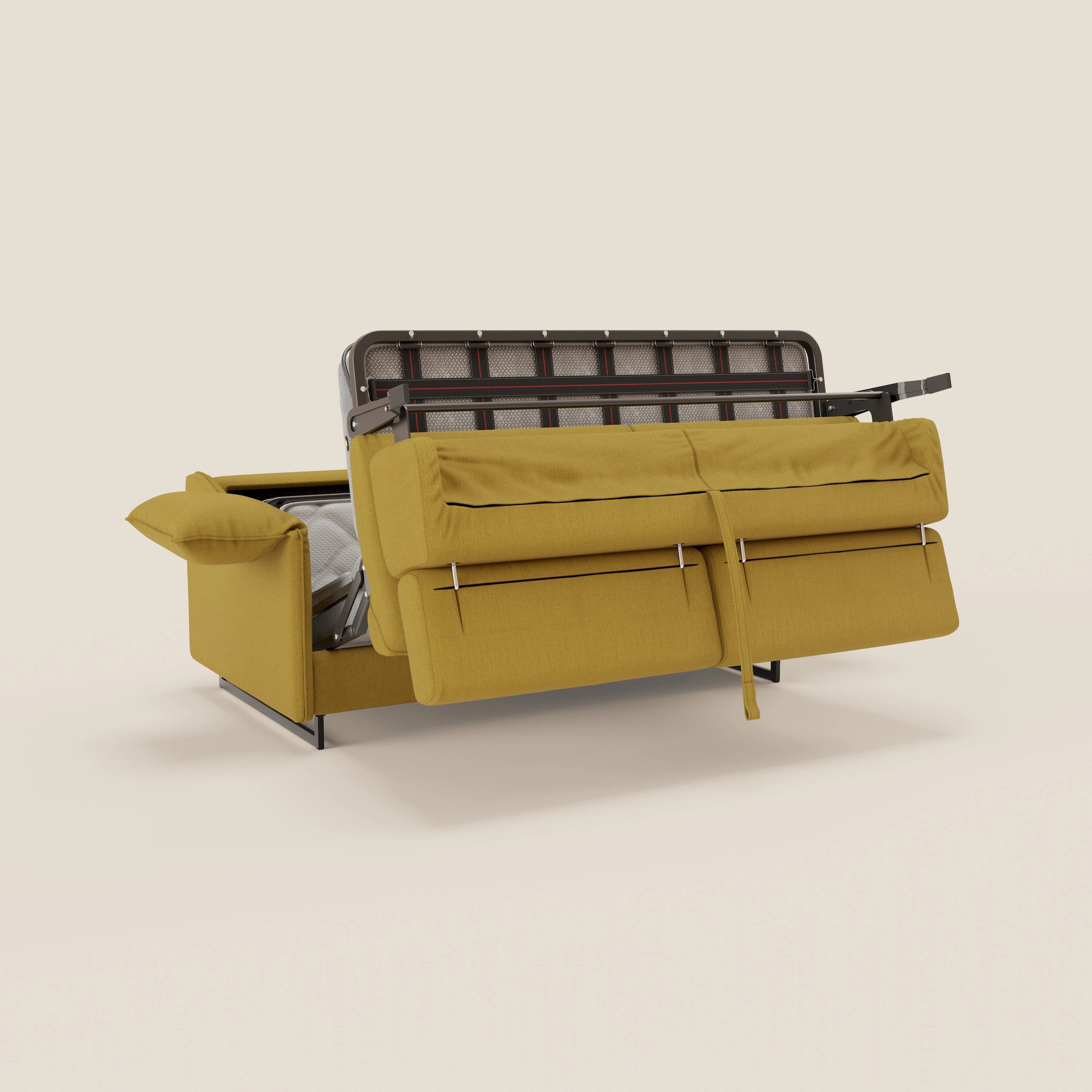 Violetta Canapé convertible matelas H18 cm - têtières réglables et accoudoirs amovibles en tissu imperméable T13 jaune - Image 11
