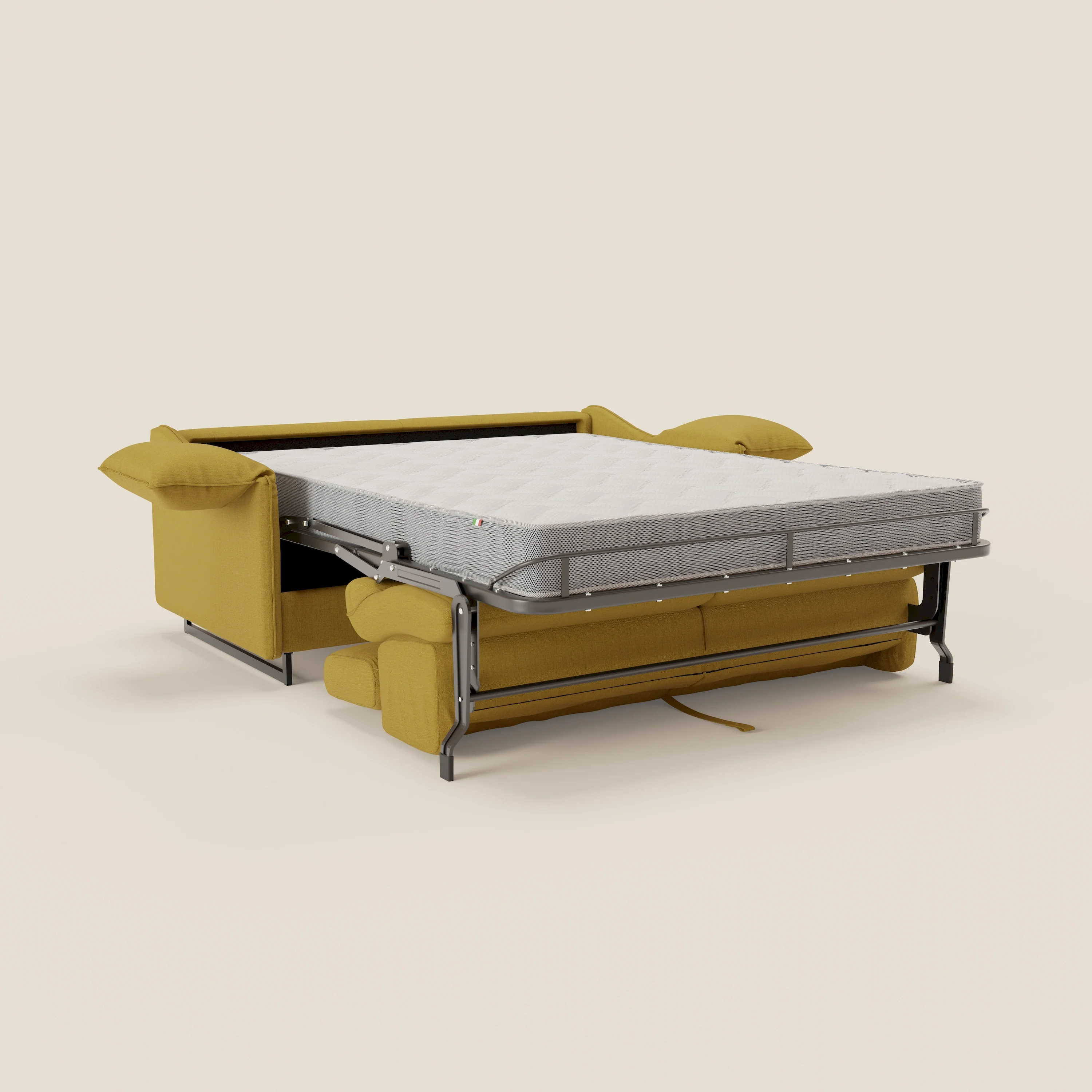 Violetta Canapé convertible matelas H18 cm - têtières réglables et accoudoirs amovibles en tissu imperméable T13 jaune - Image 12