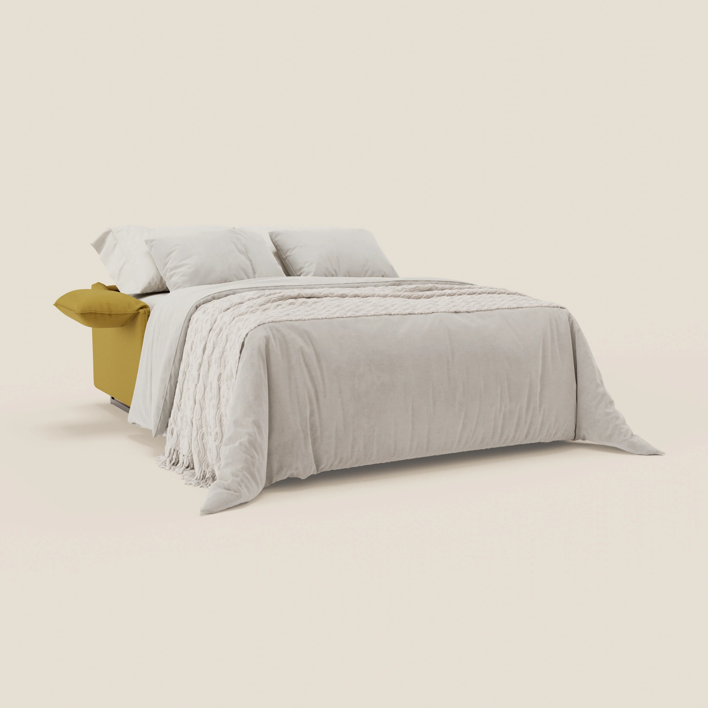 Violetta Canapé convertible matelas H18 cm - têtières réglables et accoudoirs amovibles en tissu imperméable T13 jaune - Image 2
