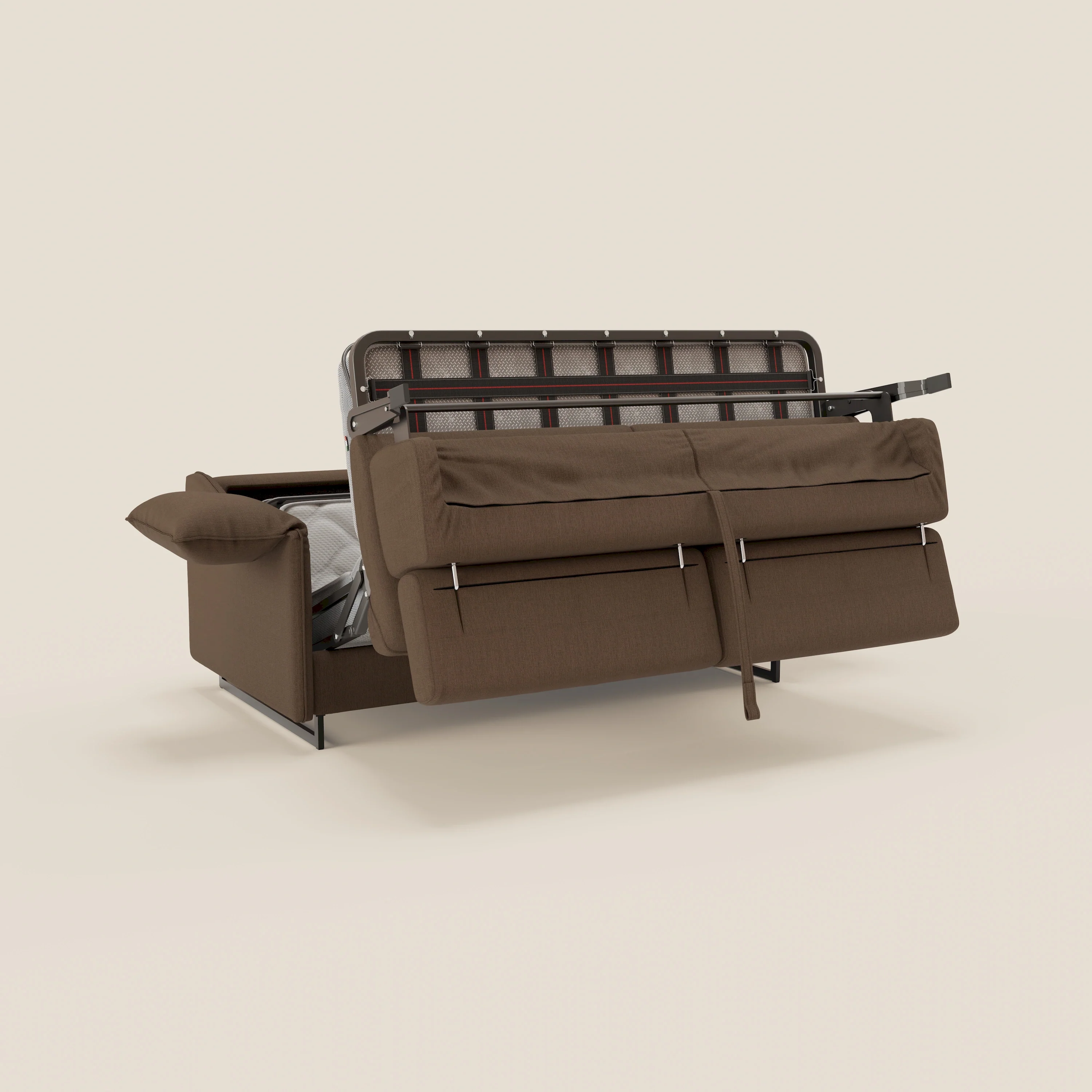 Violetta Canapé convertible matelas H18 cm - têtières réglables et accoudoirs amovibles en tissu imperméable T13 marron - Image 11