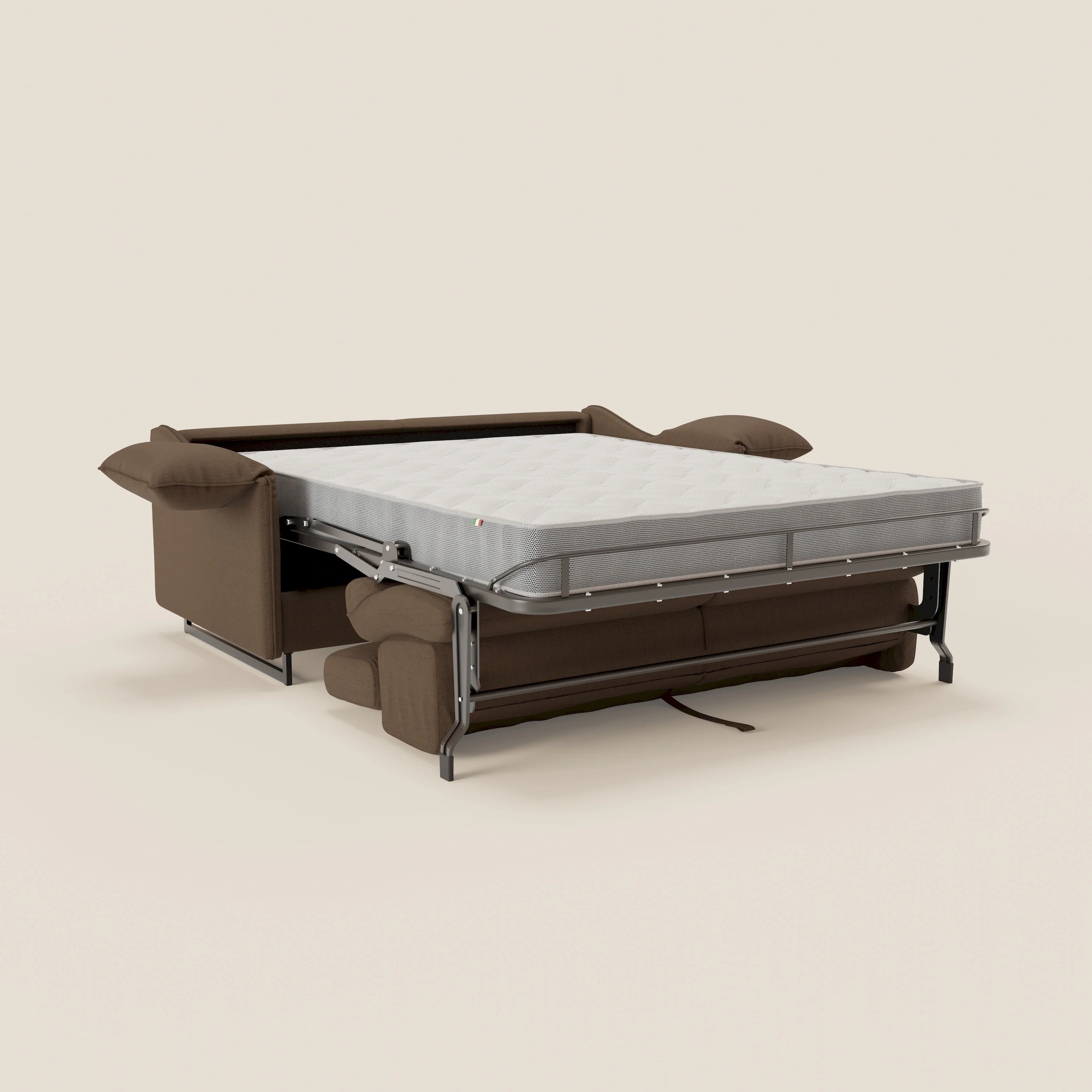Violetta Canapé convertible matelas H18 cm - têtières réglables et accoudoirs amovibles en tissu imperméable T13 marron - Image 12