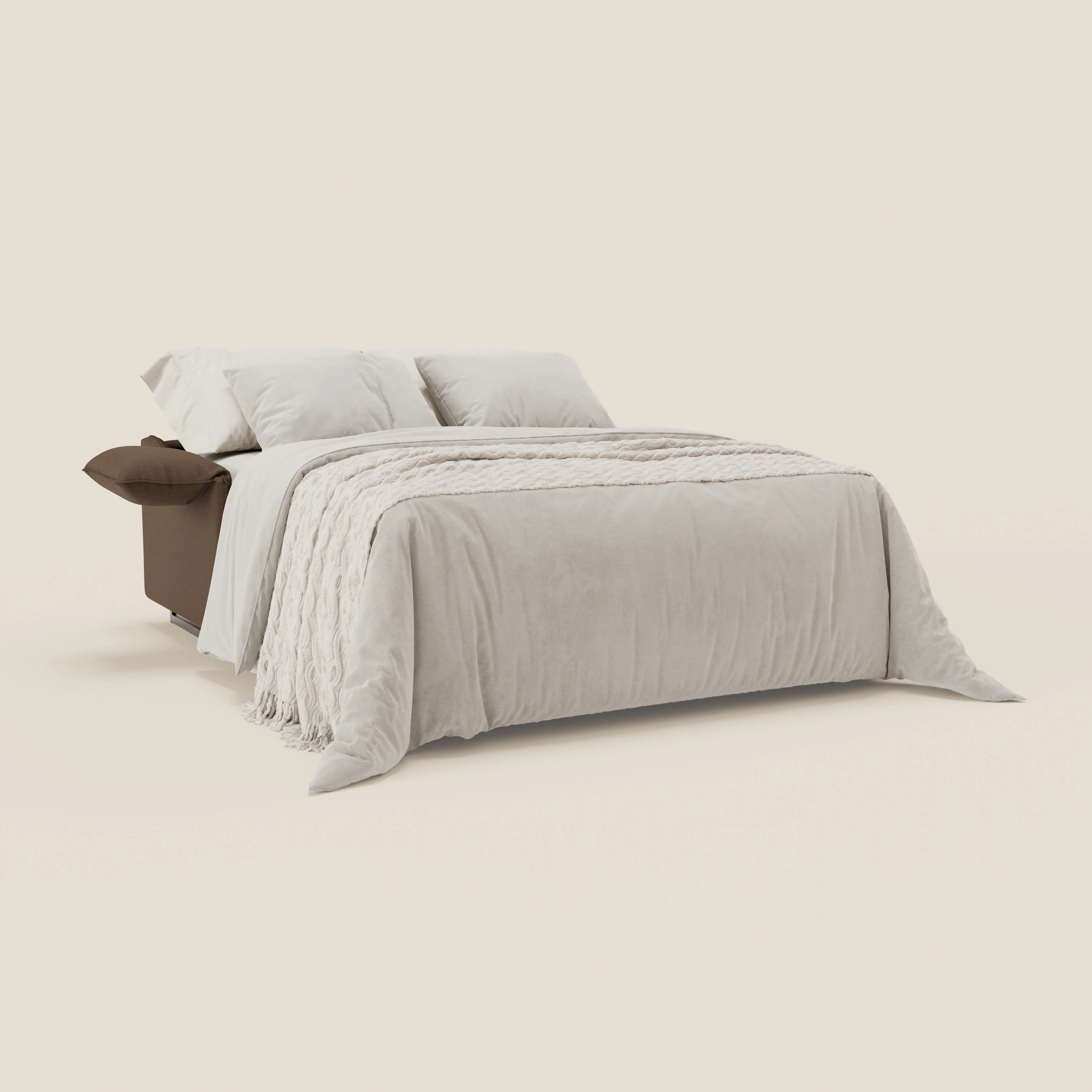 Violetta Canapé convertible matelas H18 cm - têtières réglables et accoudoirs amovibles en tissu imperméable T13 marron - Image 2