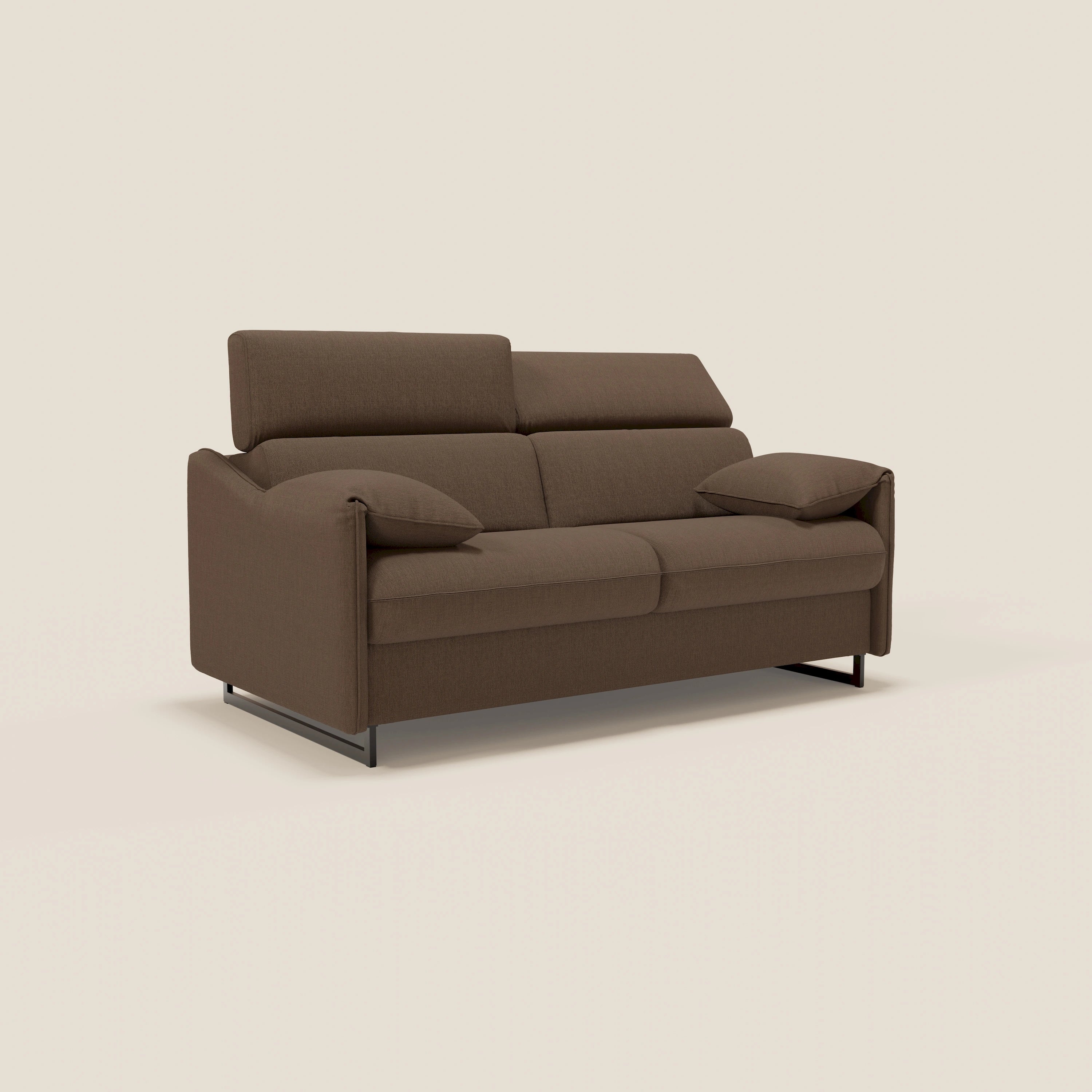 Violetta Canapé convertible matelas H18 cm - têtières réglables et accoudoirs amovibles en tissu imperméable T13 marron - Image 4
