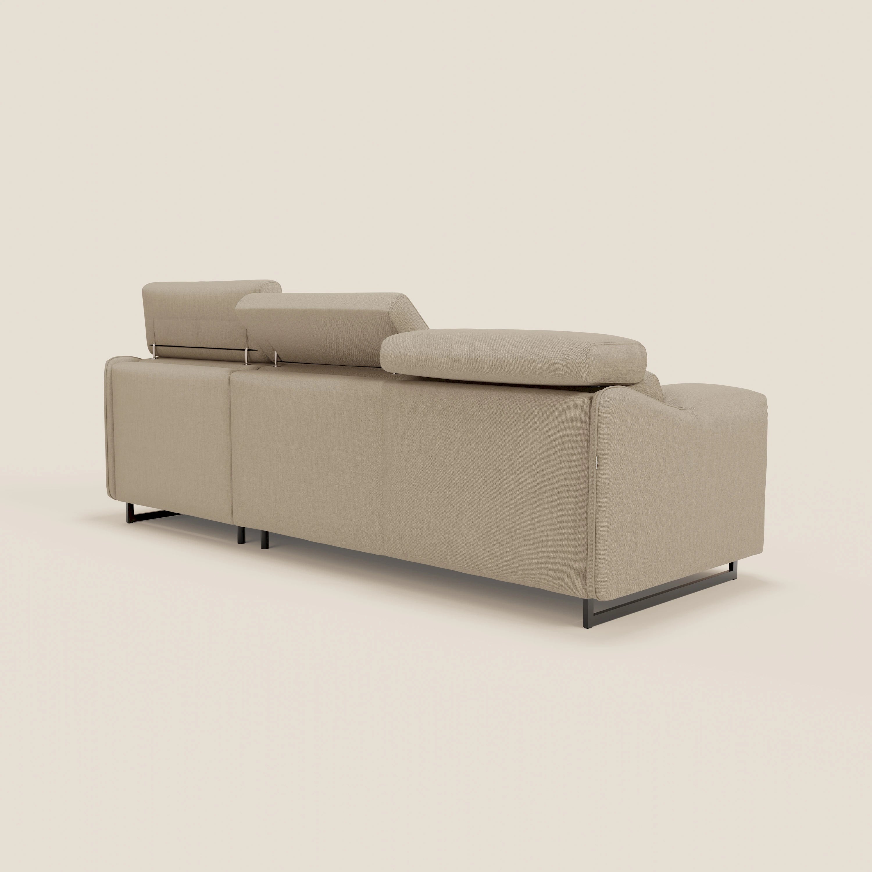 Violetta Canapé d'angle convertible avec chaise longue coffre, têtières et matelas 18cm en tissu imperméable T13 beige - Image 10