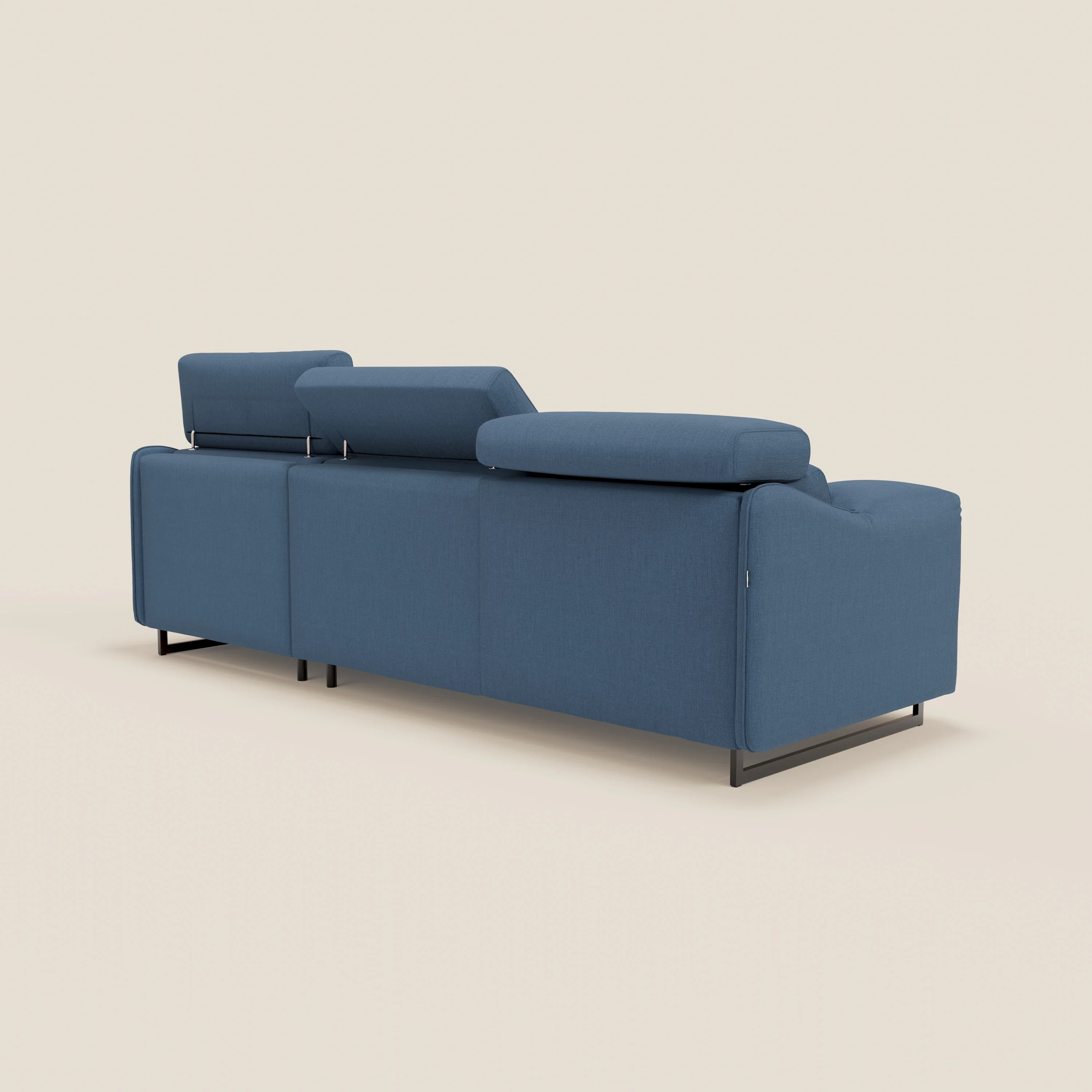 Violetta Canapé d'angle convertible avec chaise longue coffre, têtières et matelas 18cm en tissu imperméable T13 bleu - Image 8