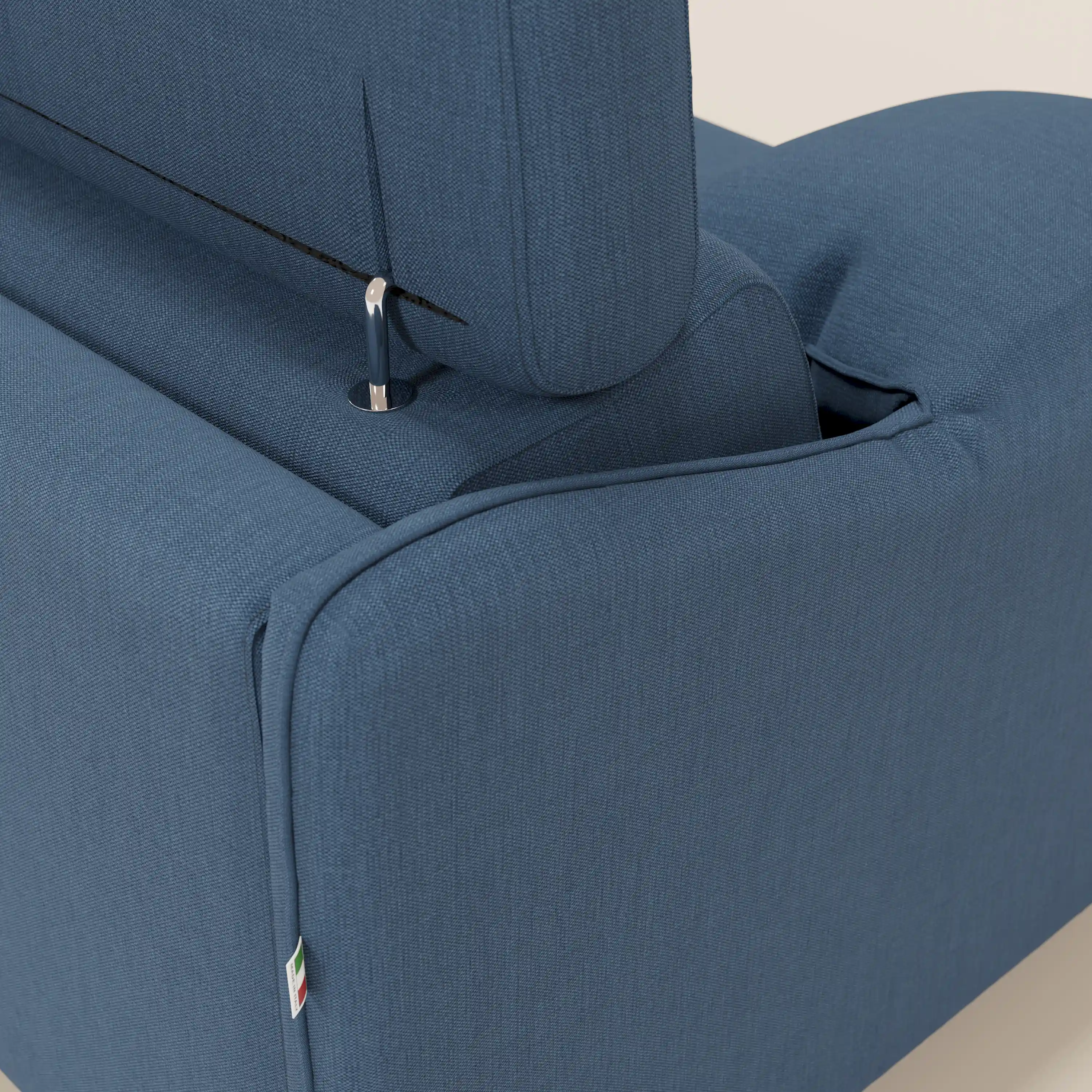 Violetta Canapé d'angle convertible avec chaise longue coffre, têtières et matelas 18cm en tissu imperméable T13 bleu - Image 9