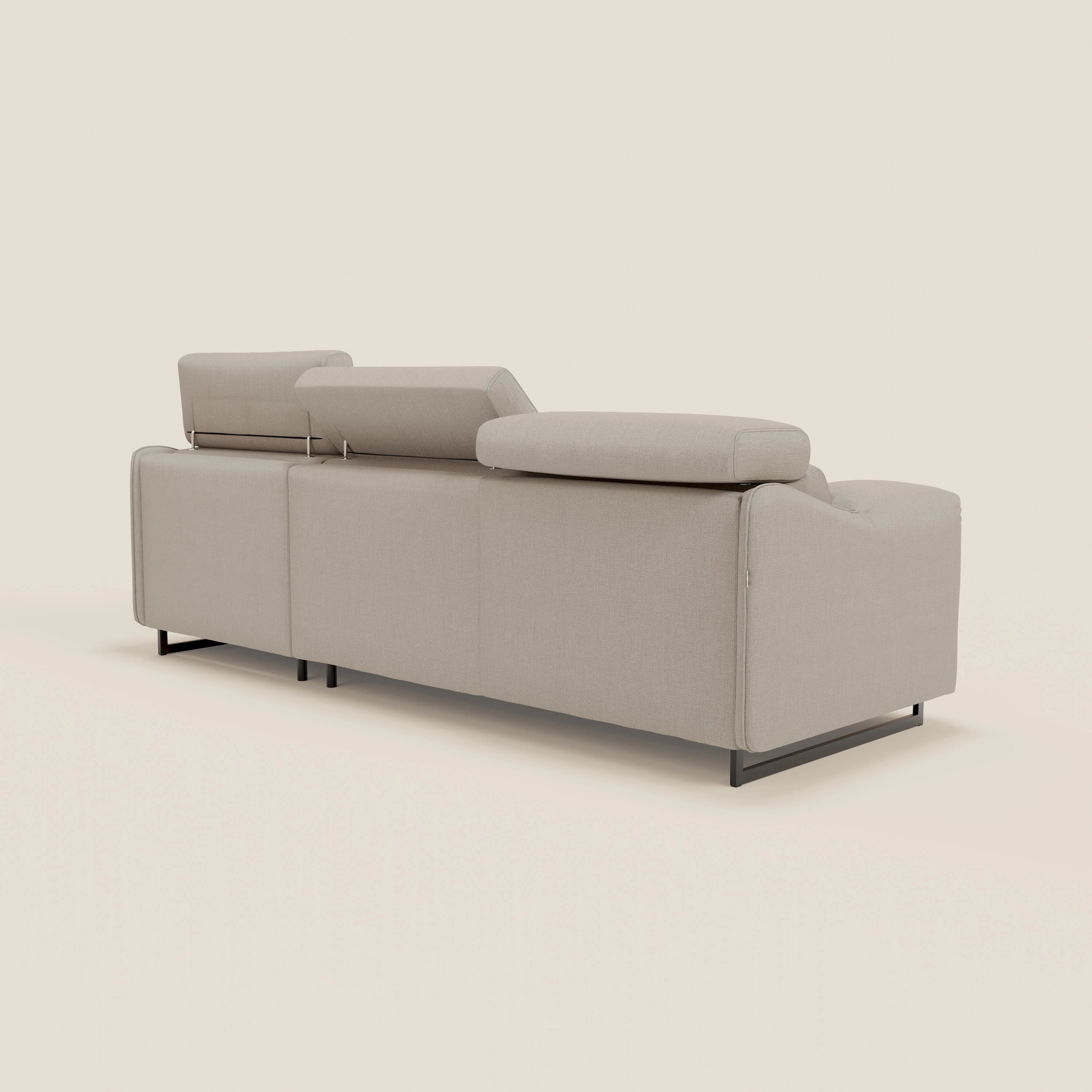 Violetta Canapé d'angle convertible avec chaise longue coffre, têtières et matelas 18cm en tissu imperméable T13 crème - Image 8
