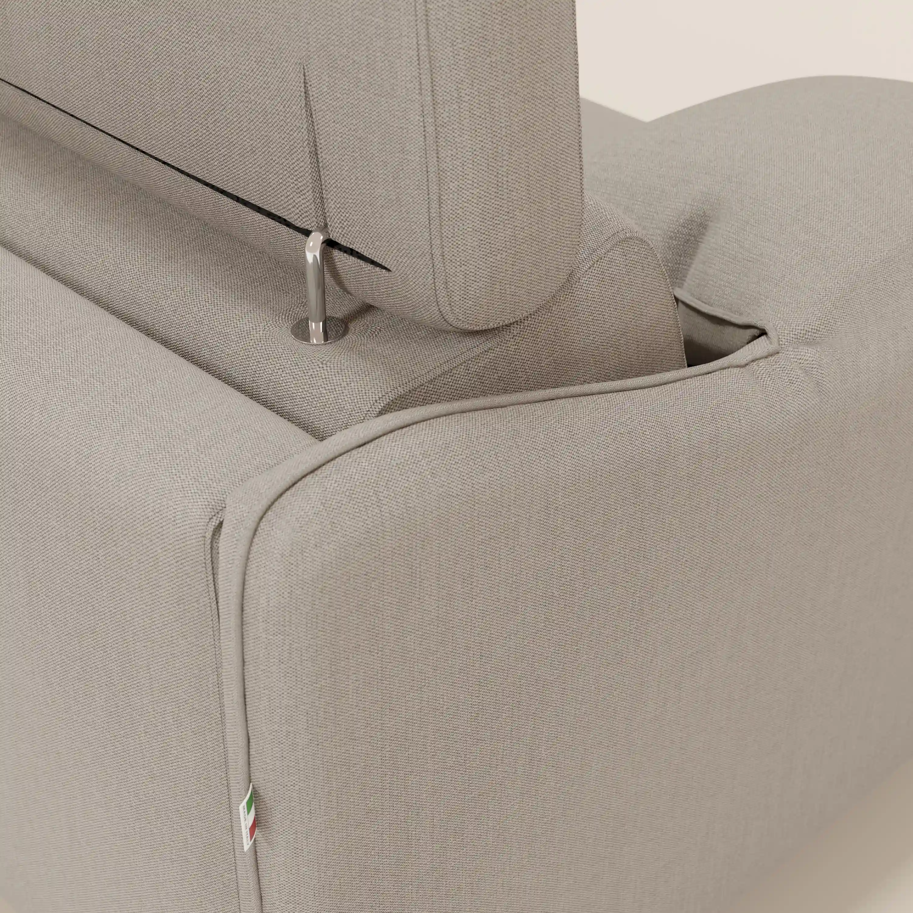 Violetta Canapé d'angle convertible avec chaise longue coffre, têtières et matelas 18cm en tissu imperméable T13 crème - Image 9