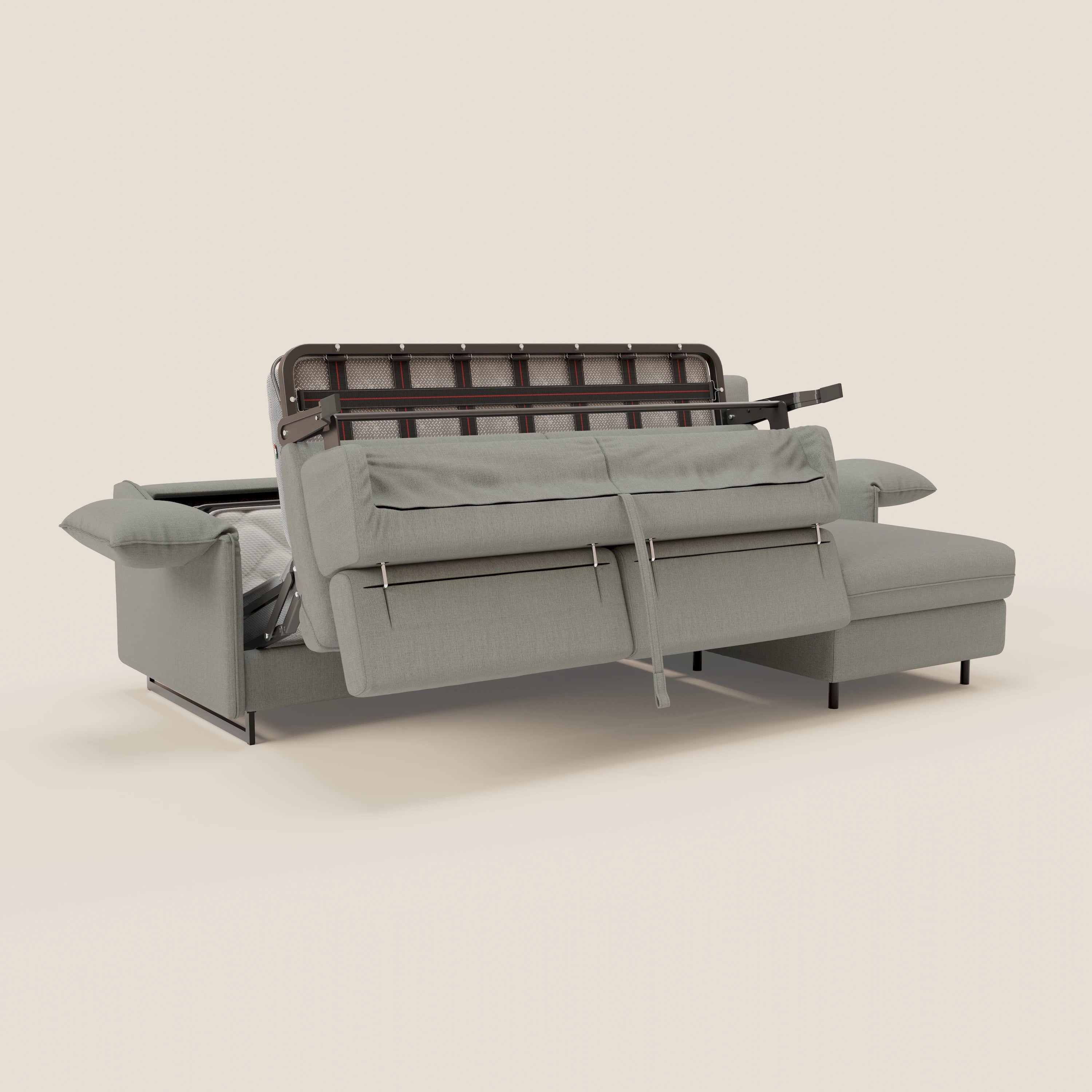 Violetta Canapé d'angle convertible avec chaise longue coffre, têtières et matelas 18cm en tissu imperméable T13 gris - Image 11