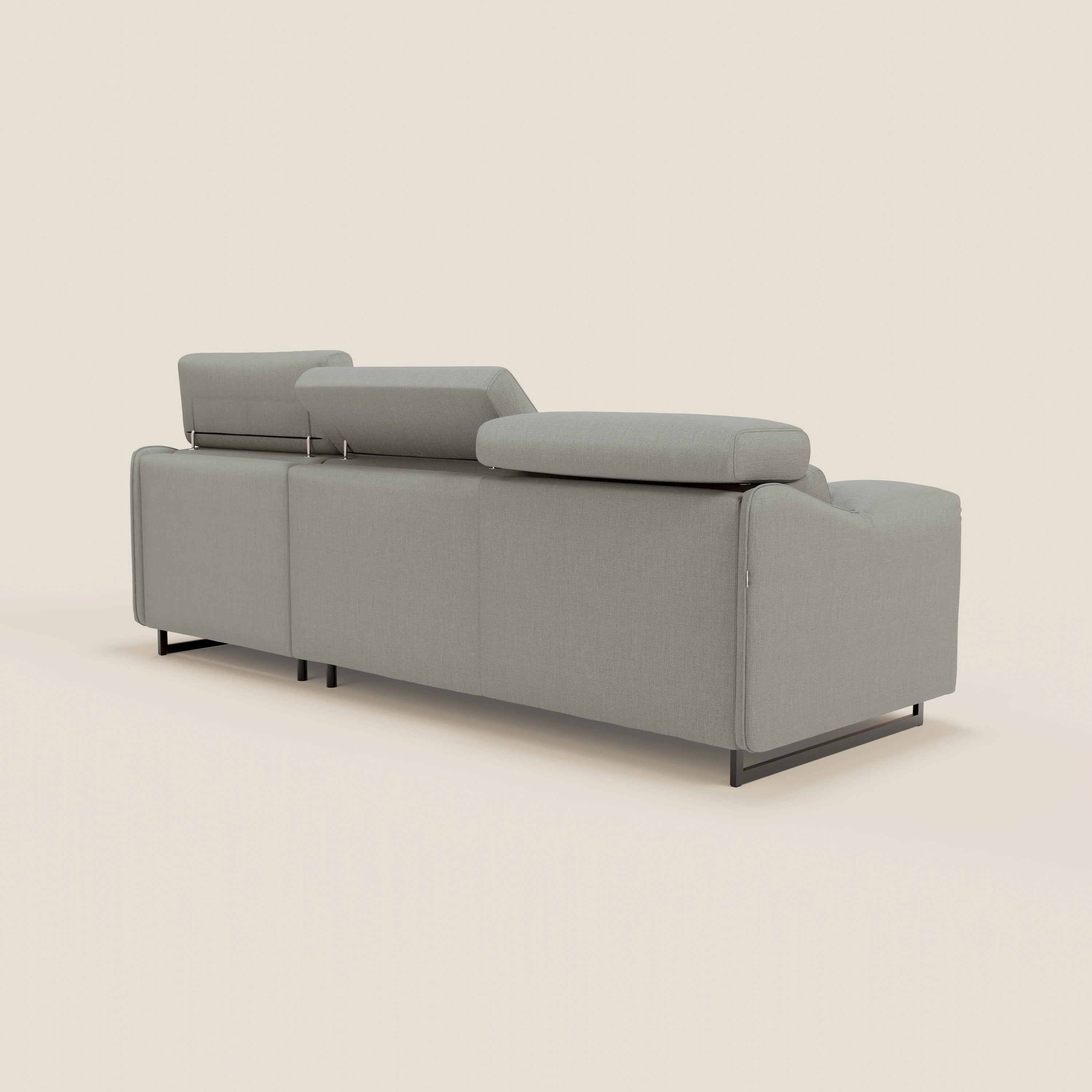 Violetta Canapé d'angle convertible avec chaise longue coffre, têtières et matelas 18cm en tissu imperméable T13 gris - Image 8