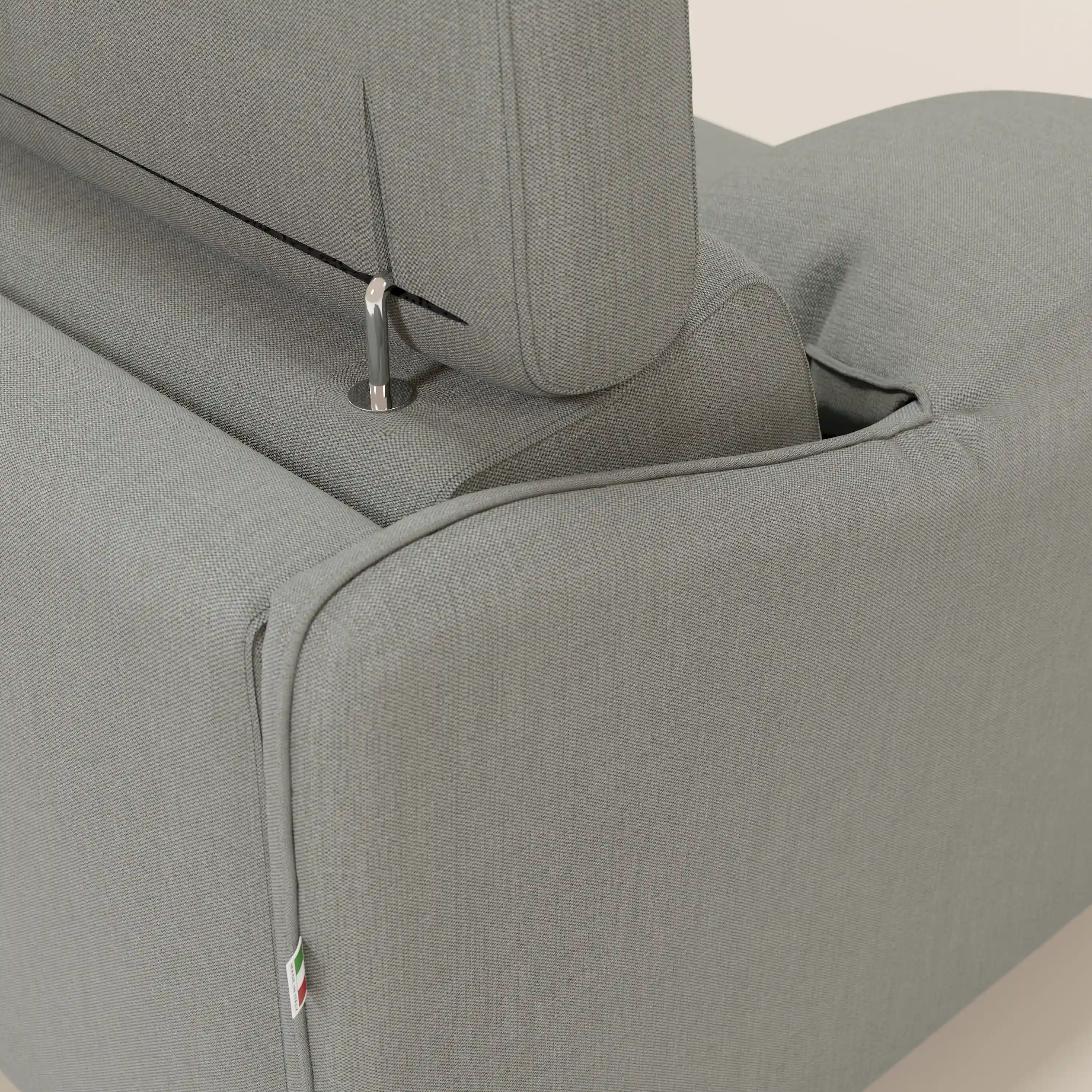Violetta Canapé d'angle convertible avec chaise longue coffre, têtières et matelas 18cm en tissu imperméable T13 gris - Image 9