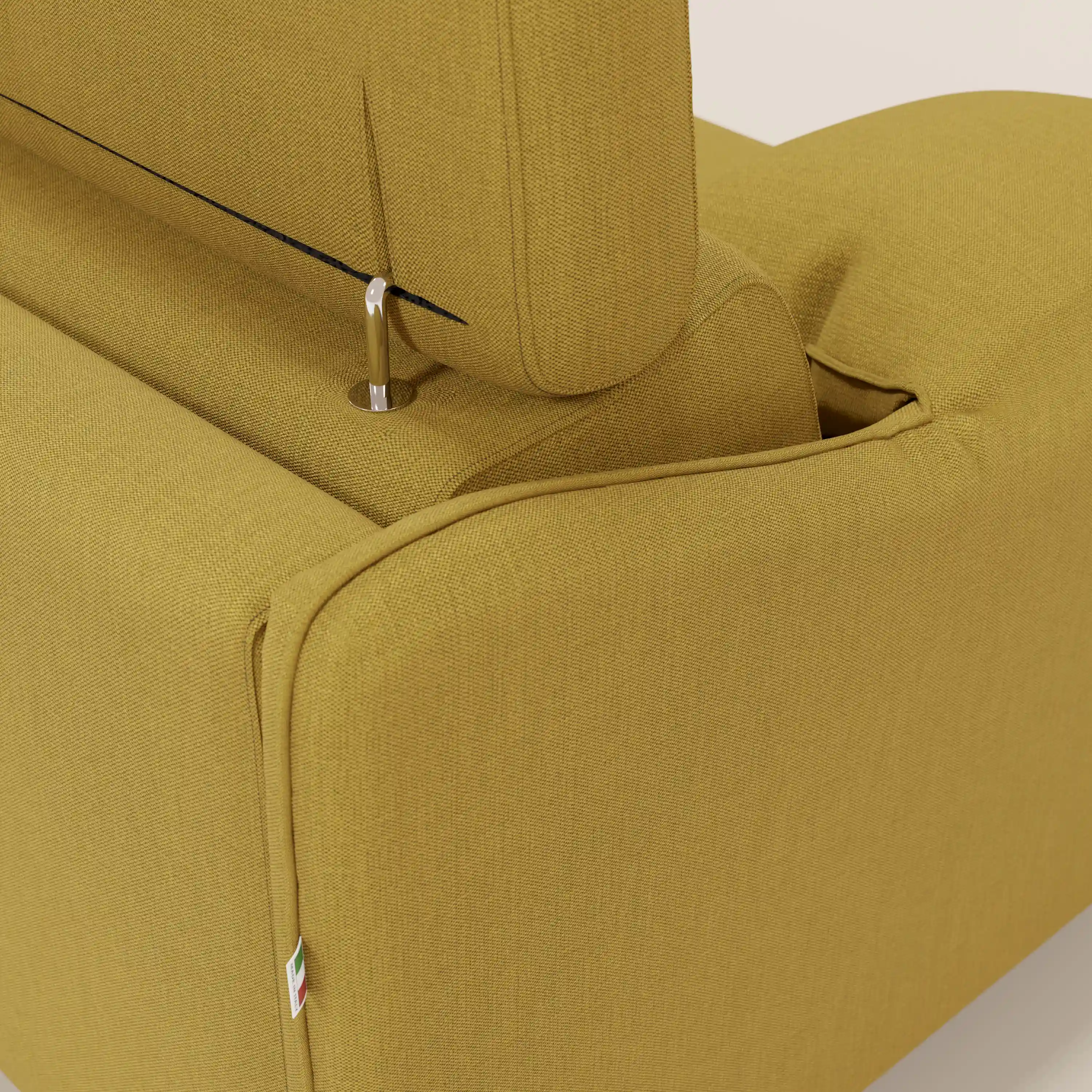 Violetta Canapé d'angle convertible avec chaise longue coffre, têtières et matelas 18cm en tissu imperméable T13 jaune - Image 9
