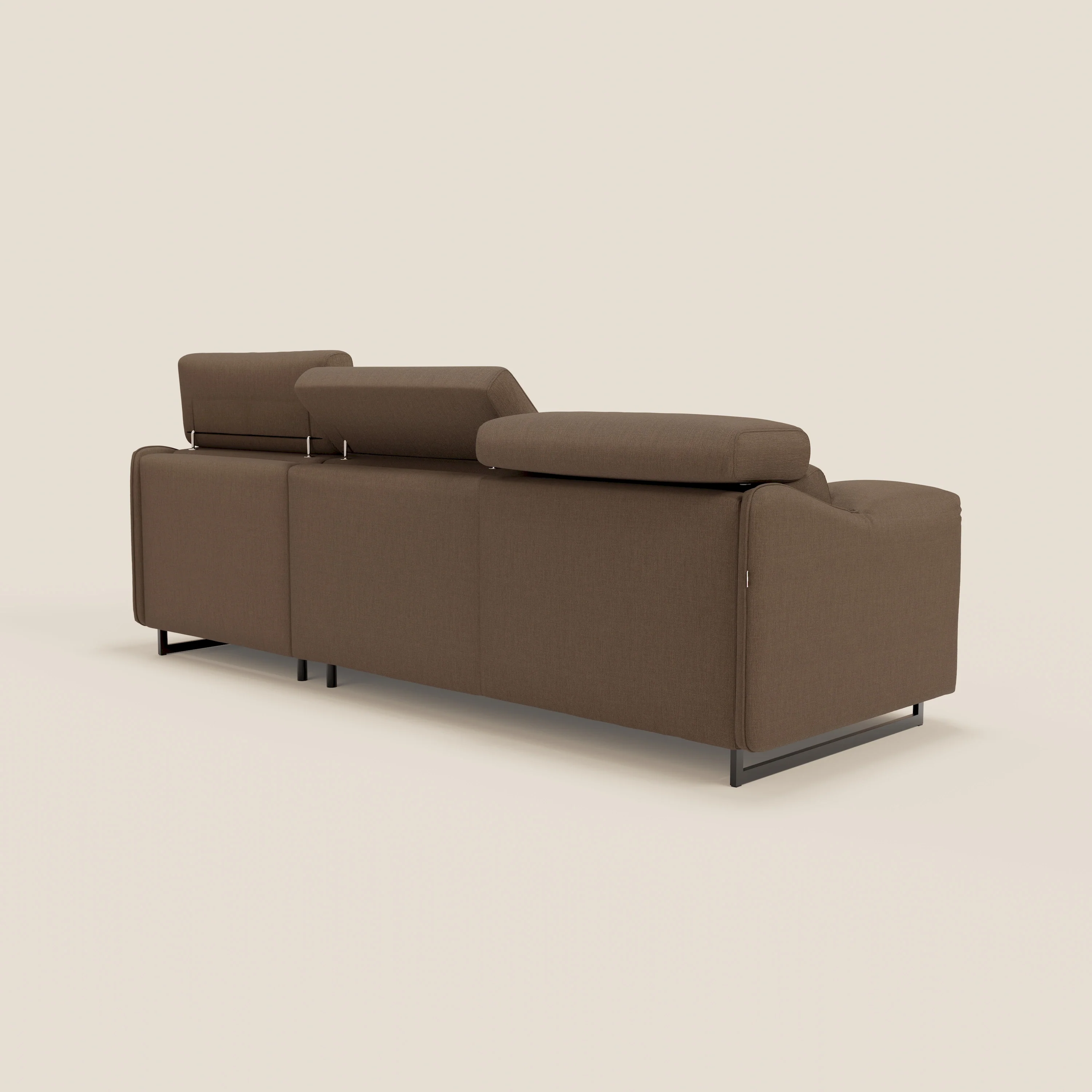 Violetta Canapé d'angle convertible avec chaise longue coffre, têtières et matelas 18cm en tissu imperméable T13 marron - Image 8
