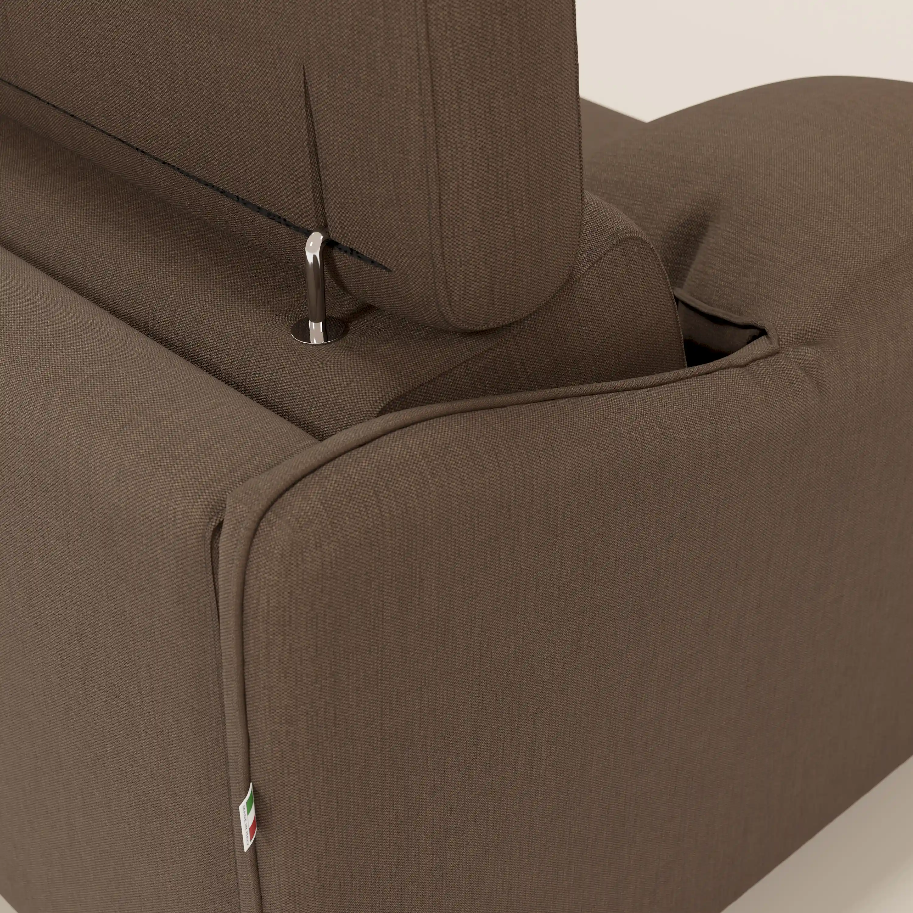 Violetta Canapé d'angle convertible avec chaise longue coffre, têtières et matelas 18cm en tissu imperméable T13 marron - Image 9