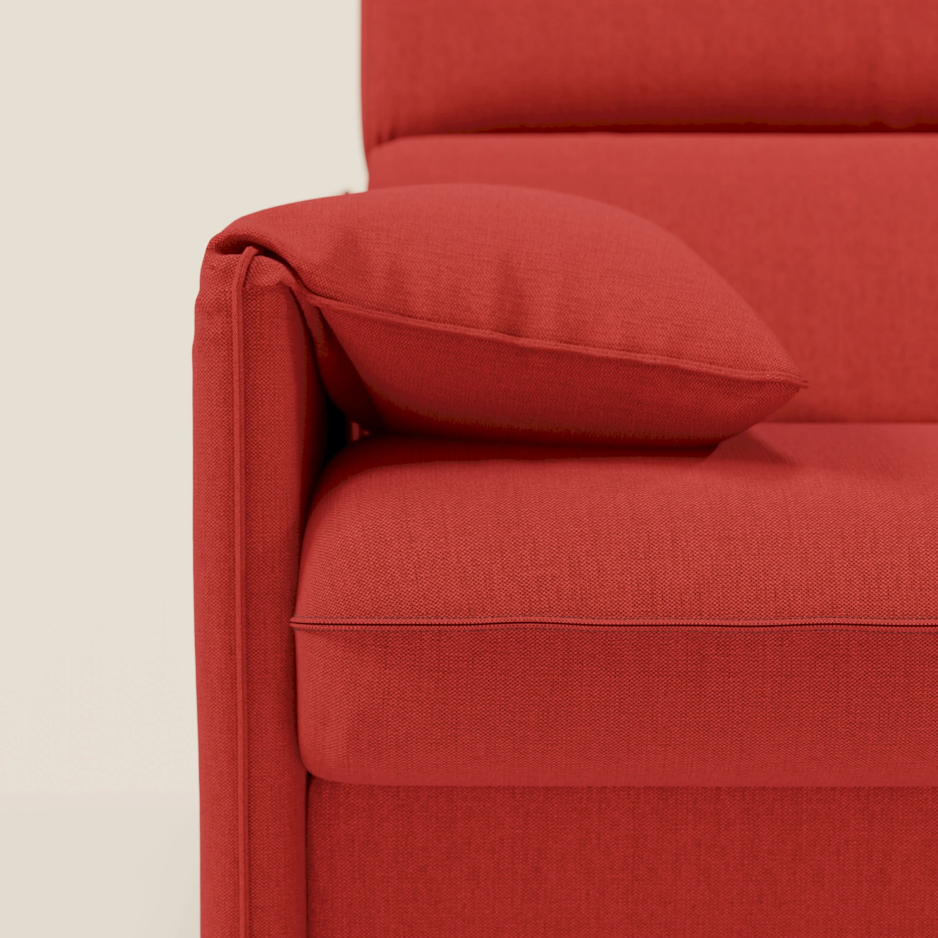 Violetta Canapé d'angle convertible avec chaise longue coffre, têtières et matelas 18cm en tissu imperméable T13 rouge - Image 10