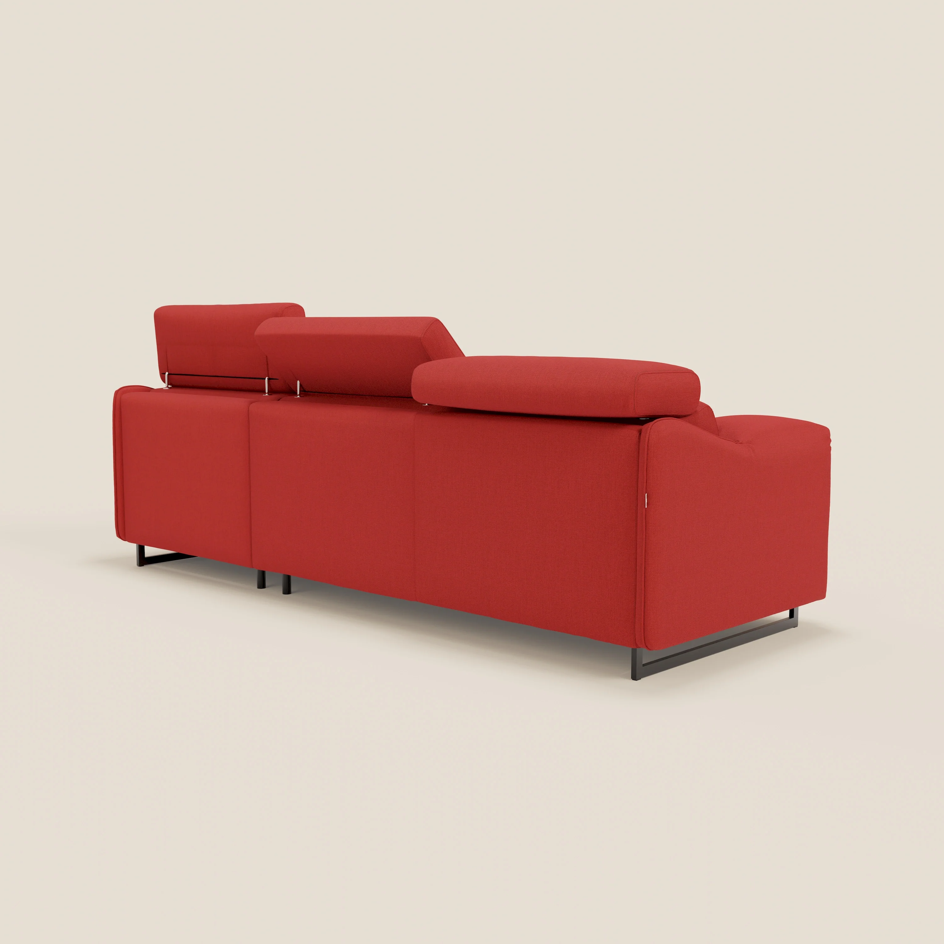 Violetta Canapé d'angle convertible avec chaise longue coffre, têtières et matelas 18cm en tissu imperméable T13 rouge - Image 8