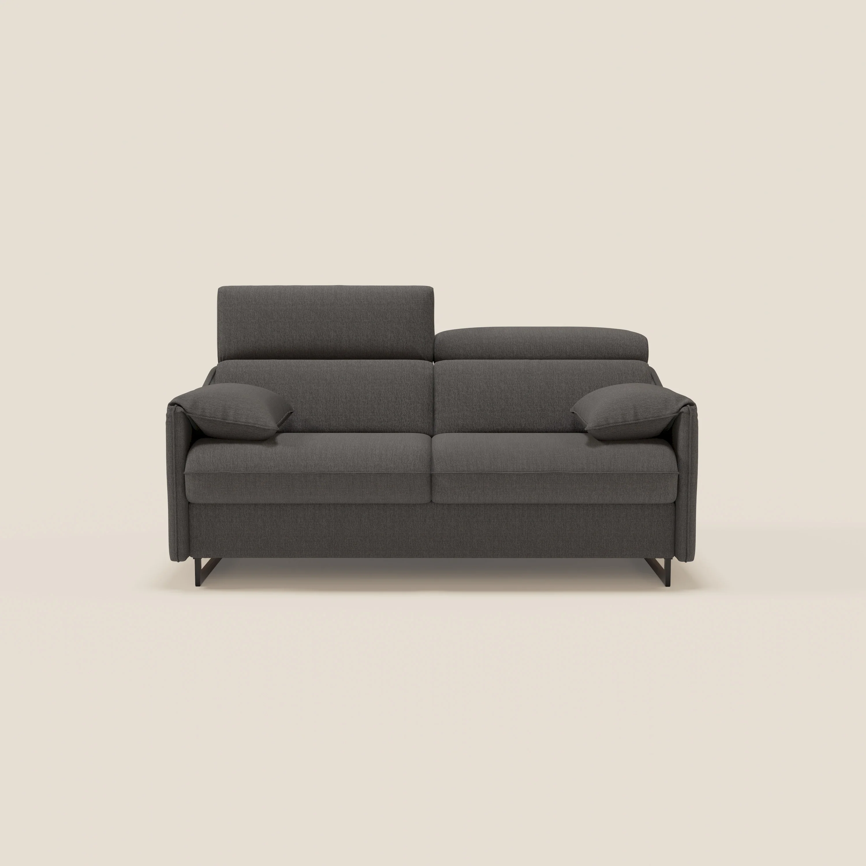 Violetta CanapĂ© convertible matelas H18 cm - tĂȘtiĂšres rĂ©glables et accoudoirs amovibles en tissu impermĂ©able T13 anthracite