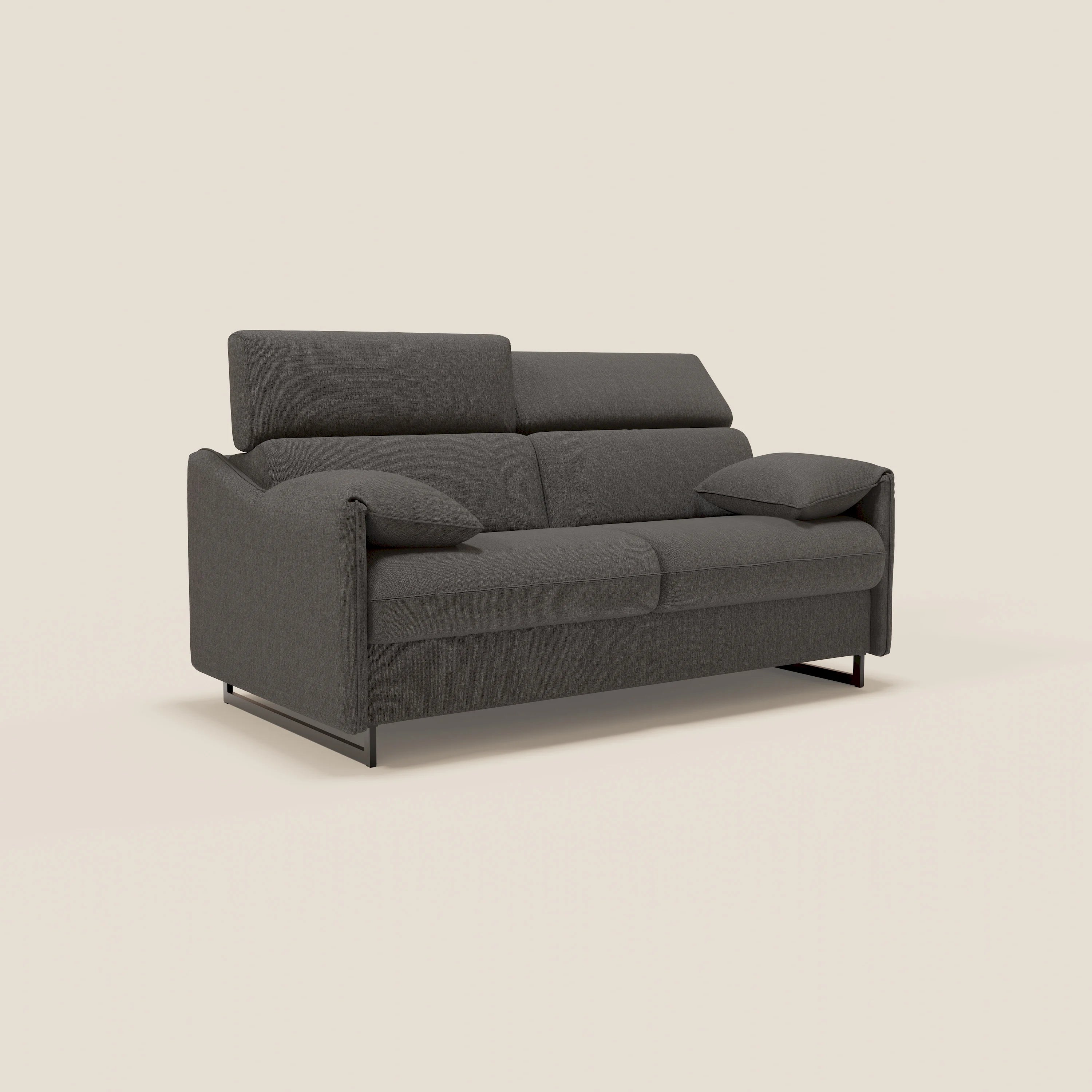 Violetta CanapĂ© convertible matelas H18 cm - tĂȘtiĂšres rĂ©glables et accoudoirs amovibles en tissu impermĂ©able T13 anthracite - Image 4
