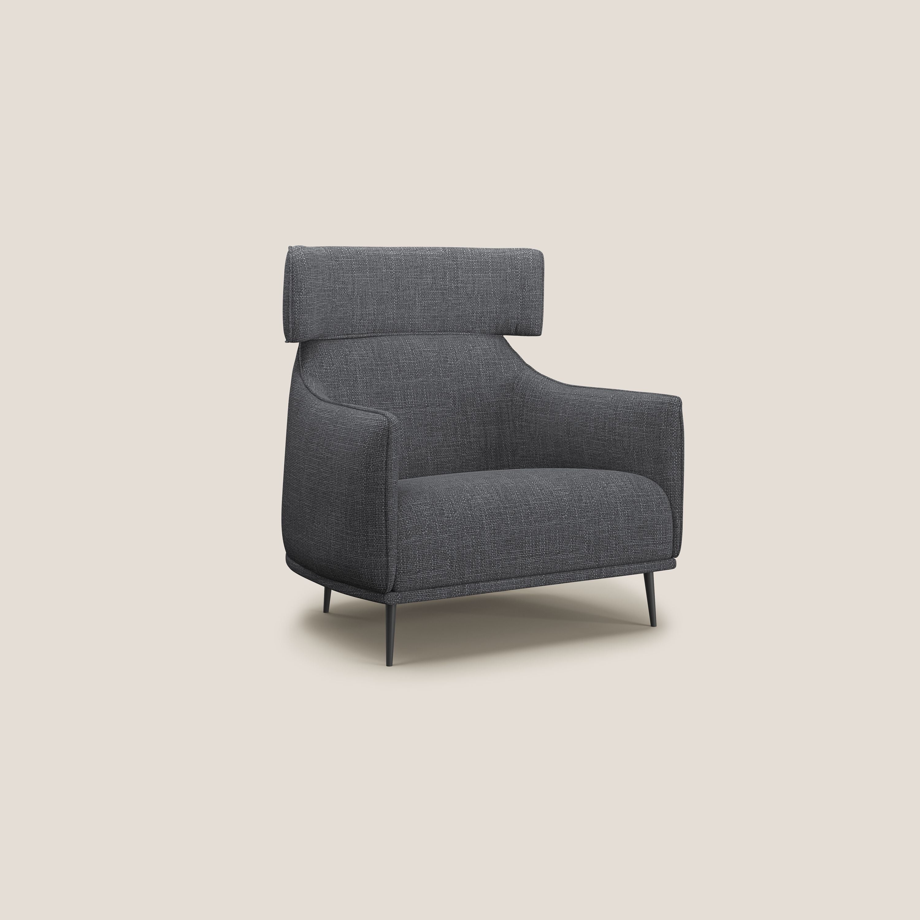 Zelda Fauteuil au design moderne en tissu doux et imperméable T06 anthracite - Image 2