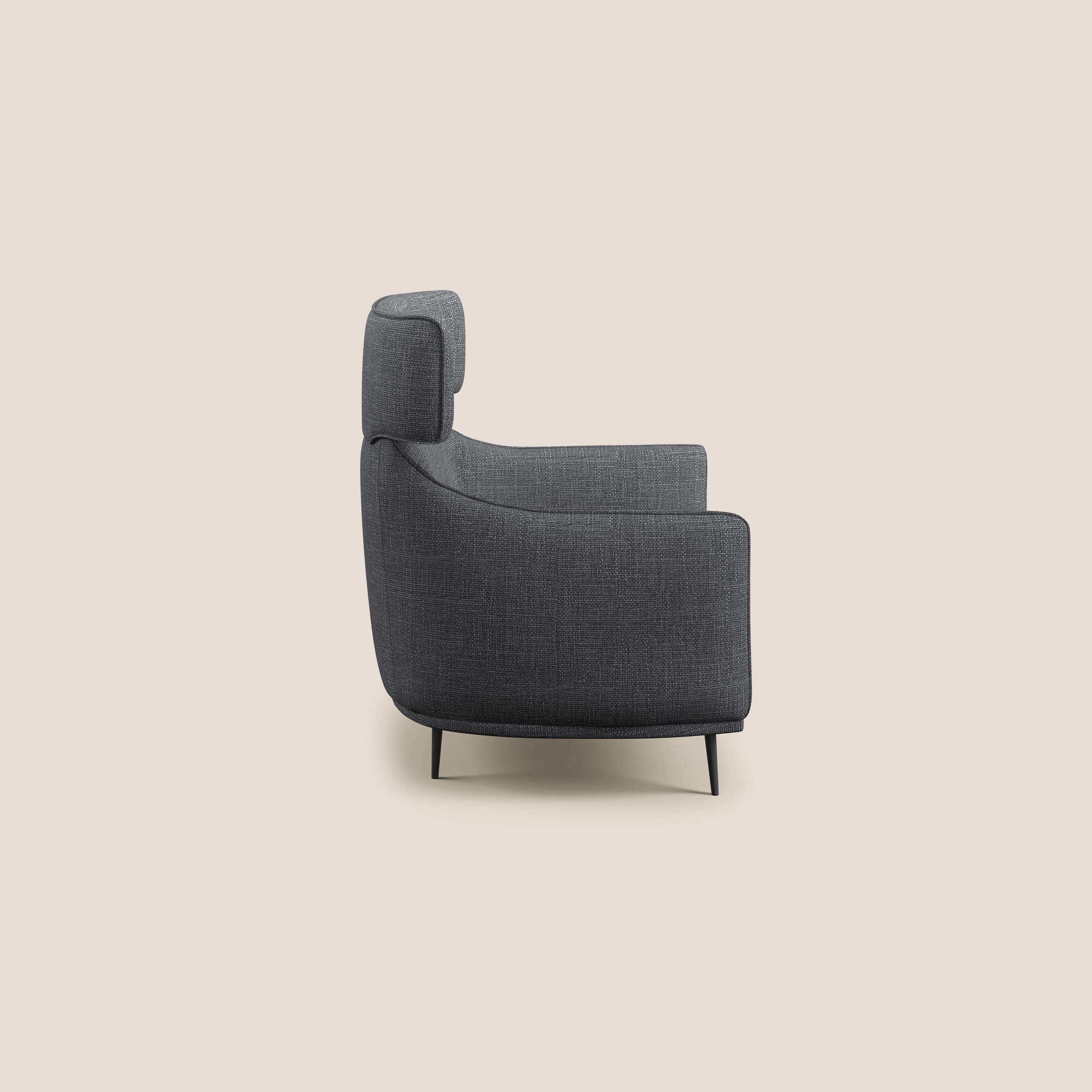 Zelda Fauteuil au design moderne en tissu doux et imperméable T06 anthracite - Image 3