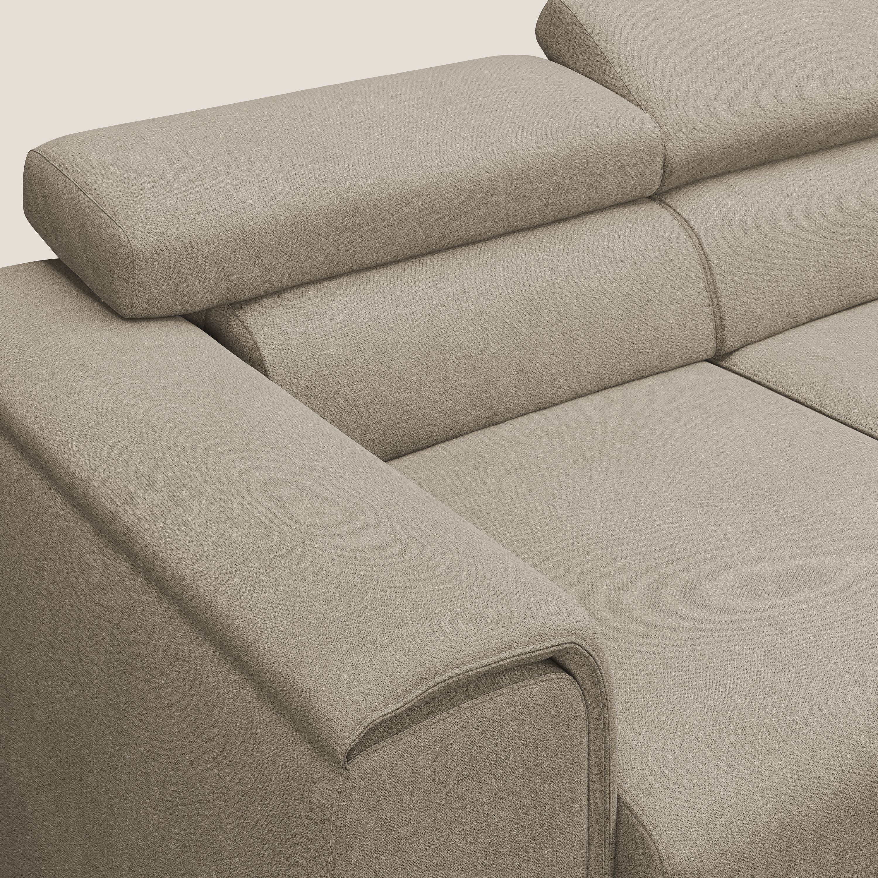 Zeno Canapé avec pouf extractible à 3 assises en tissu doux imperméable T02 beige - Image 6