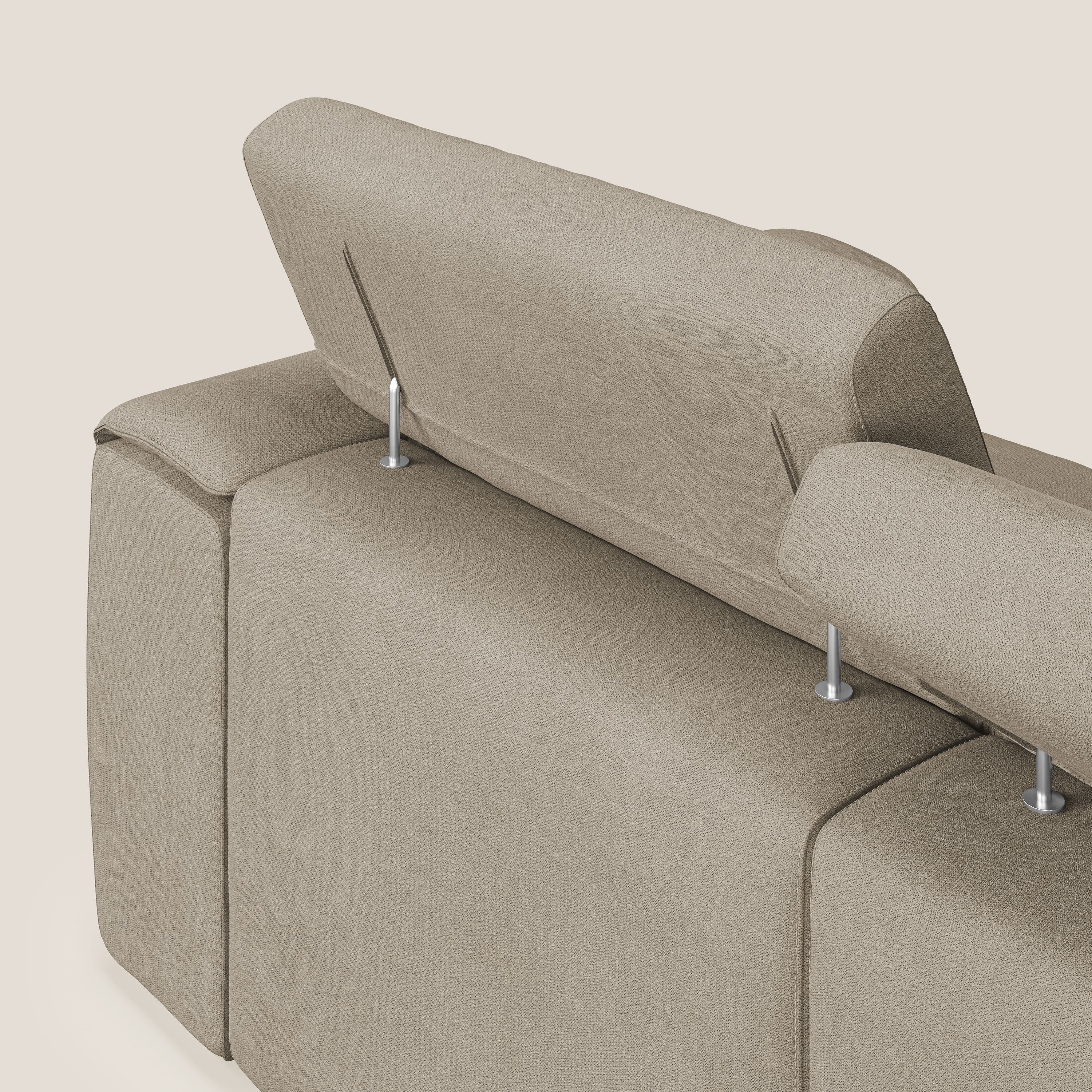 Zeno Canapé avec pouf extractible à 3 assises en tissu doux imperméable T02 beige - Image 7