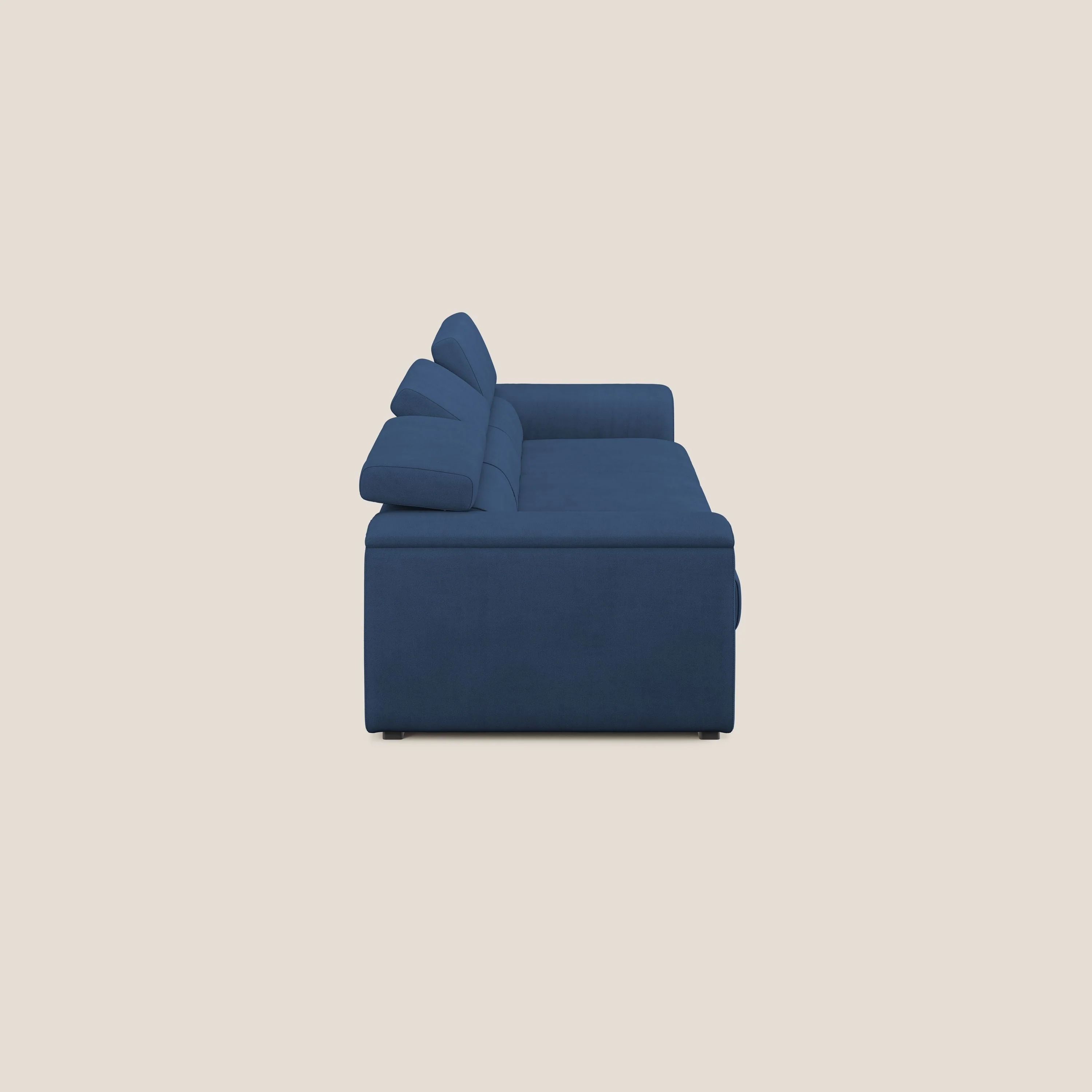 Zeno Canapé avec pouf extractible à 3 assises en tissu doux imperméable T02 bleu - Image 4