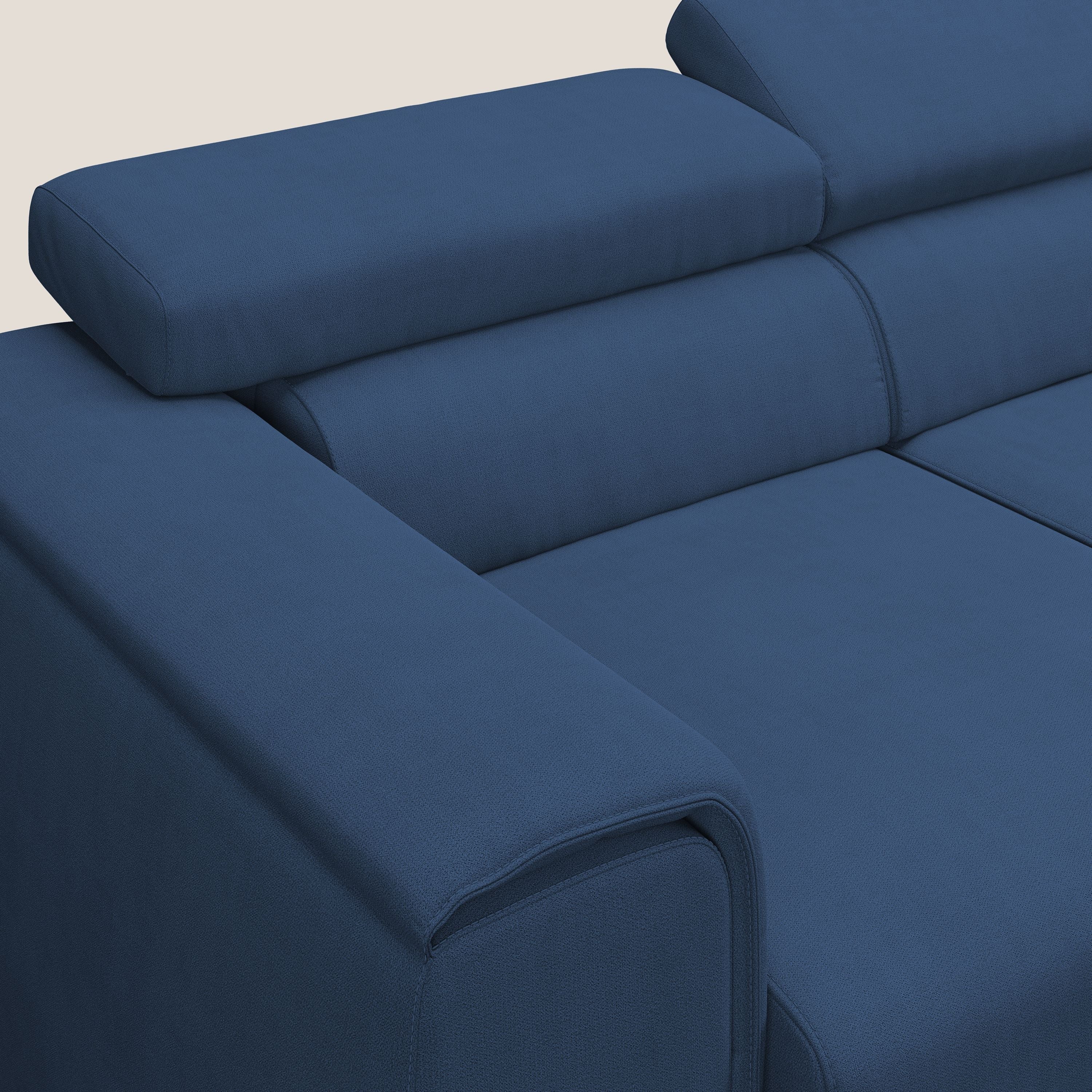 Zeno Canapé avec pouf extractible à 3 assises en tissu doux imperméable T02 bleu - Image 6