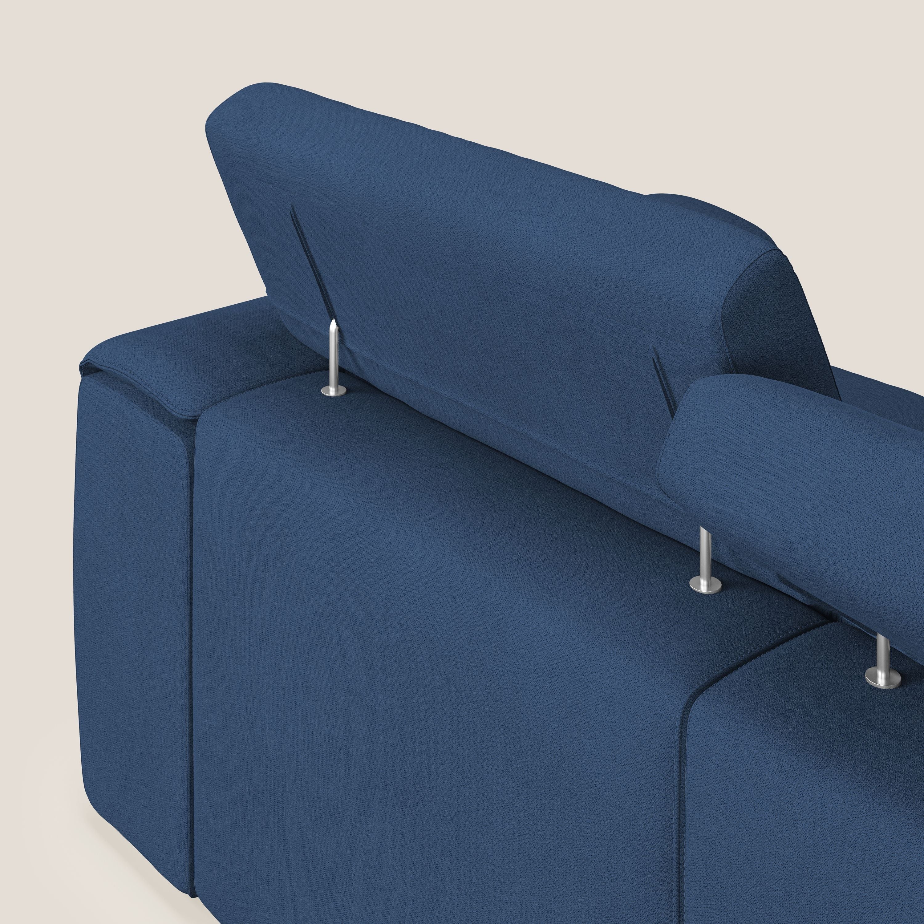 Zeno Canapé avec pouf extractible à 3 assises en tissu doux imperméable T02 bleu - Image 7