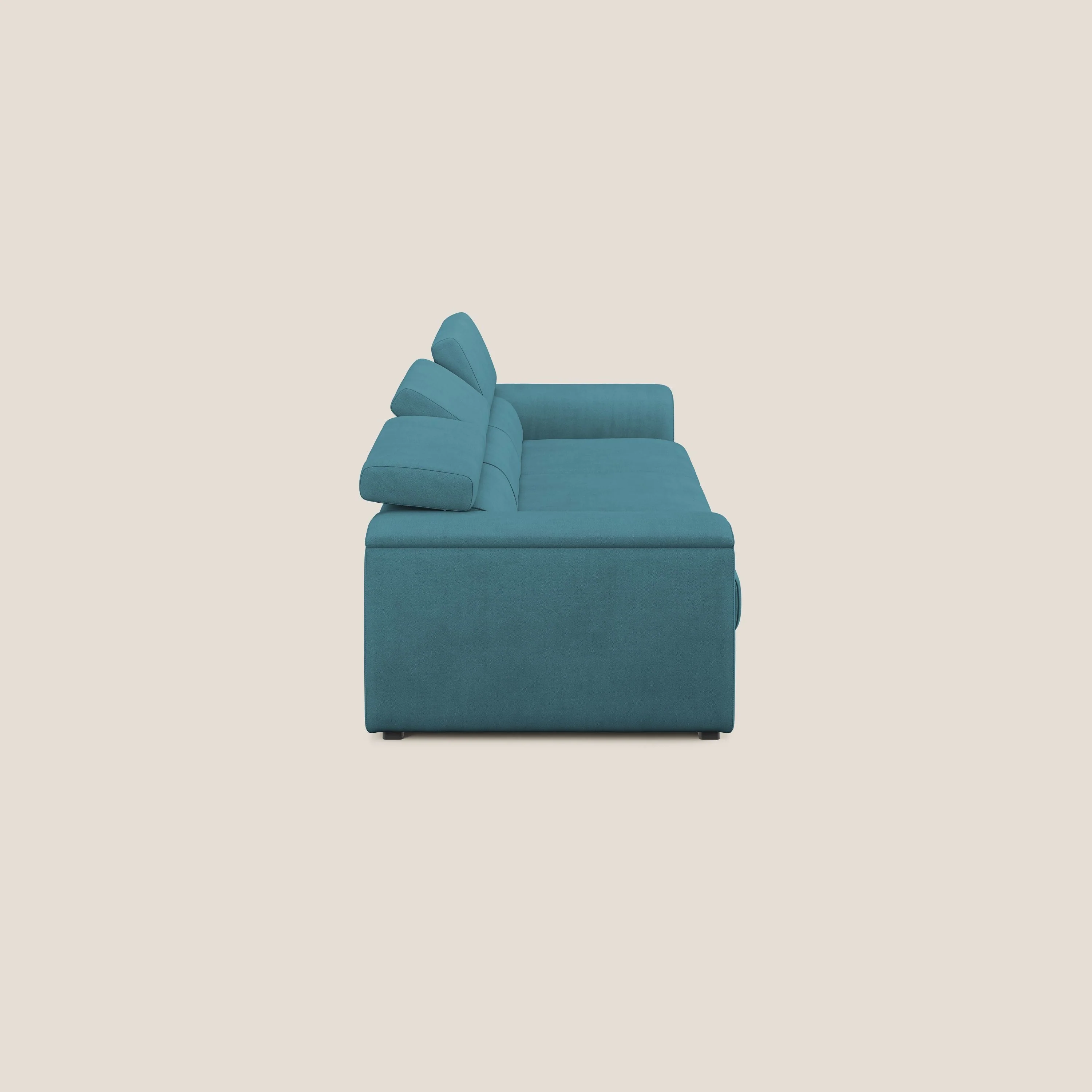 Zeno Canapé avec pouf extractible à 3 assises en tissu doux imperméable T02 bleu ciel - Image 4
