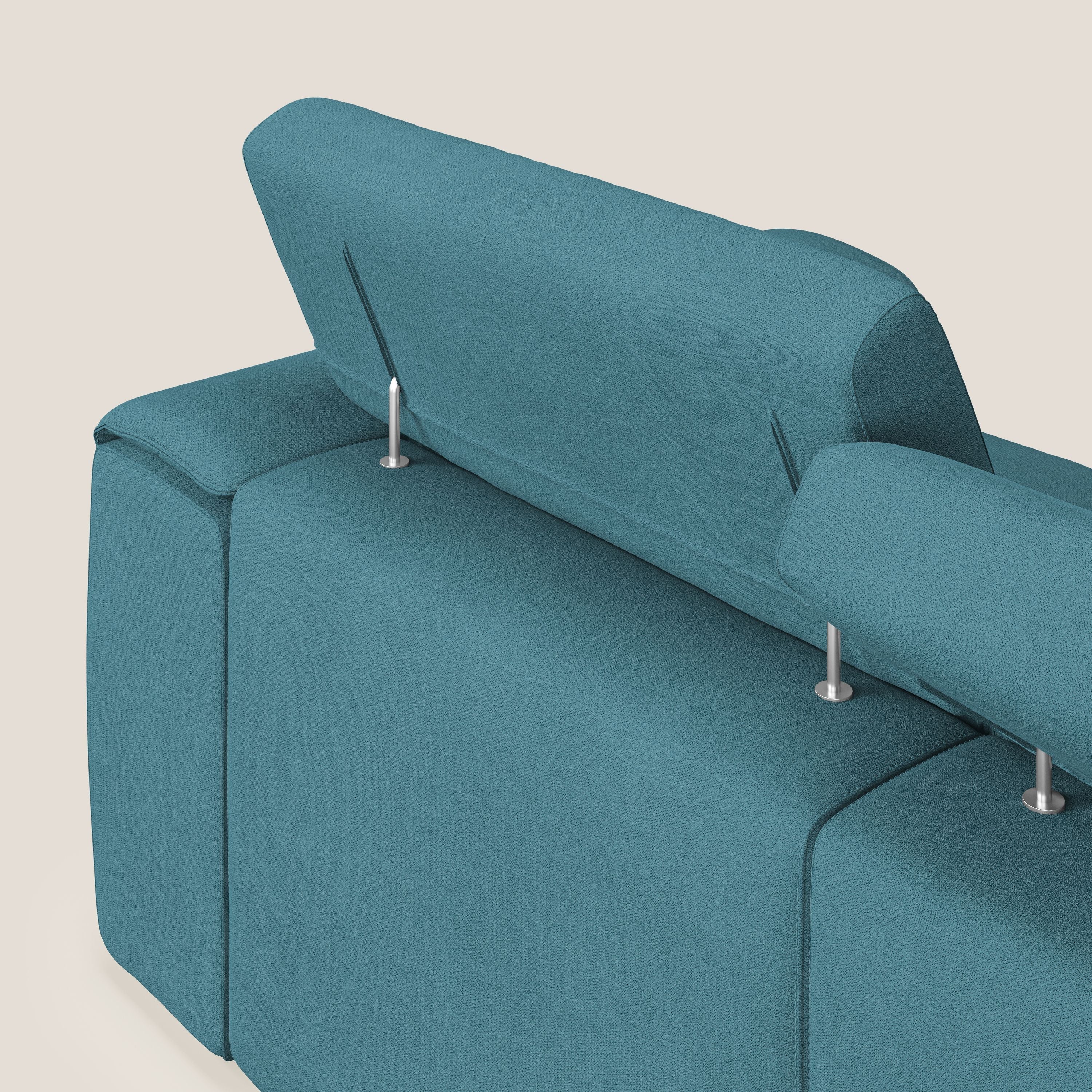 Zeno Canapé avec pouf extractible à 3 assises en tissu doux imperméable T02 bleu ciel - Image 7