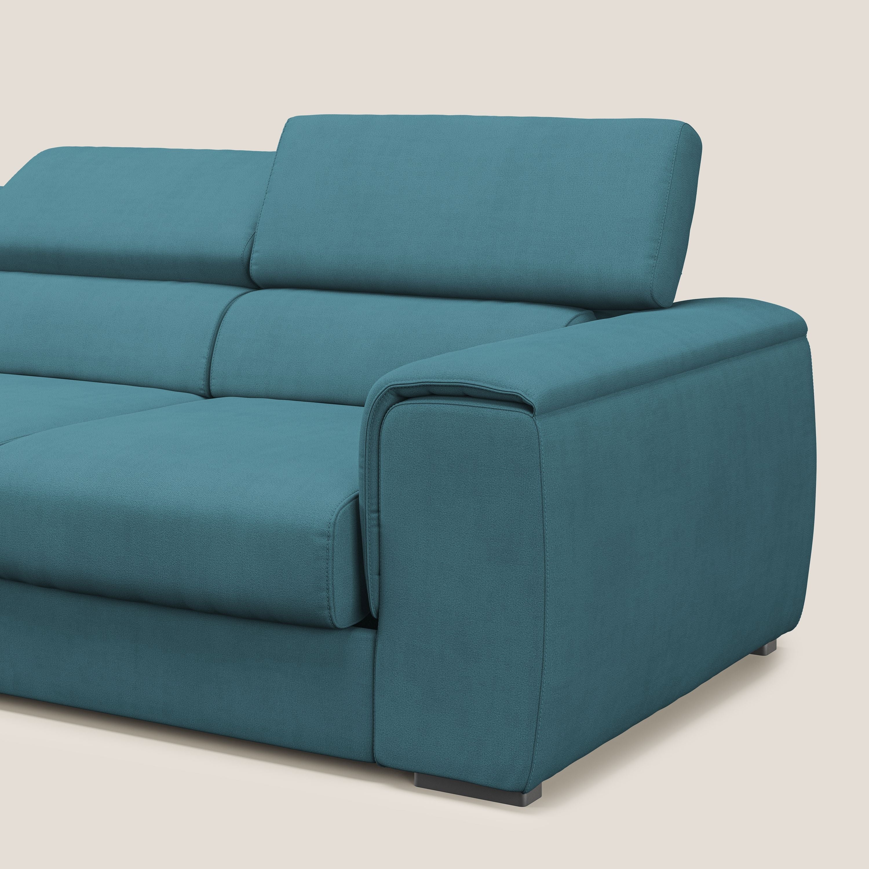 Zeno Canapé avec pouf extractible à 3 assises en tissu doux imperméable T02 bleu ciel - Image 8