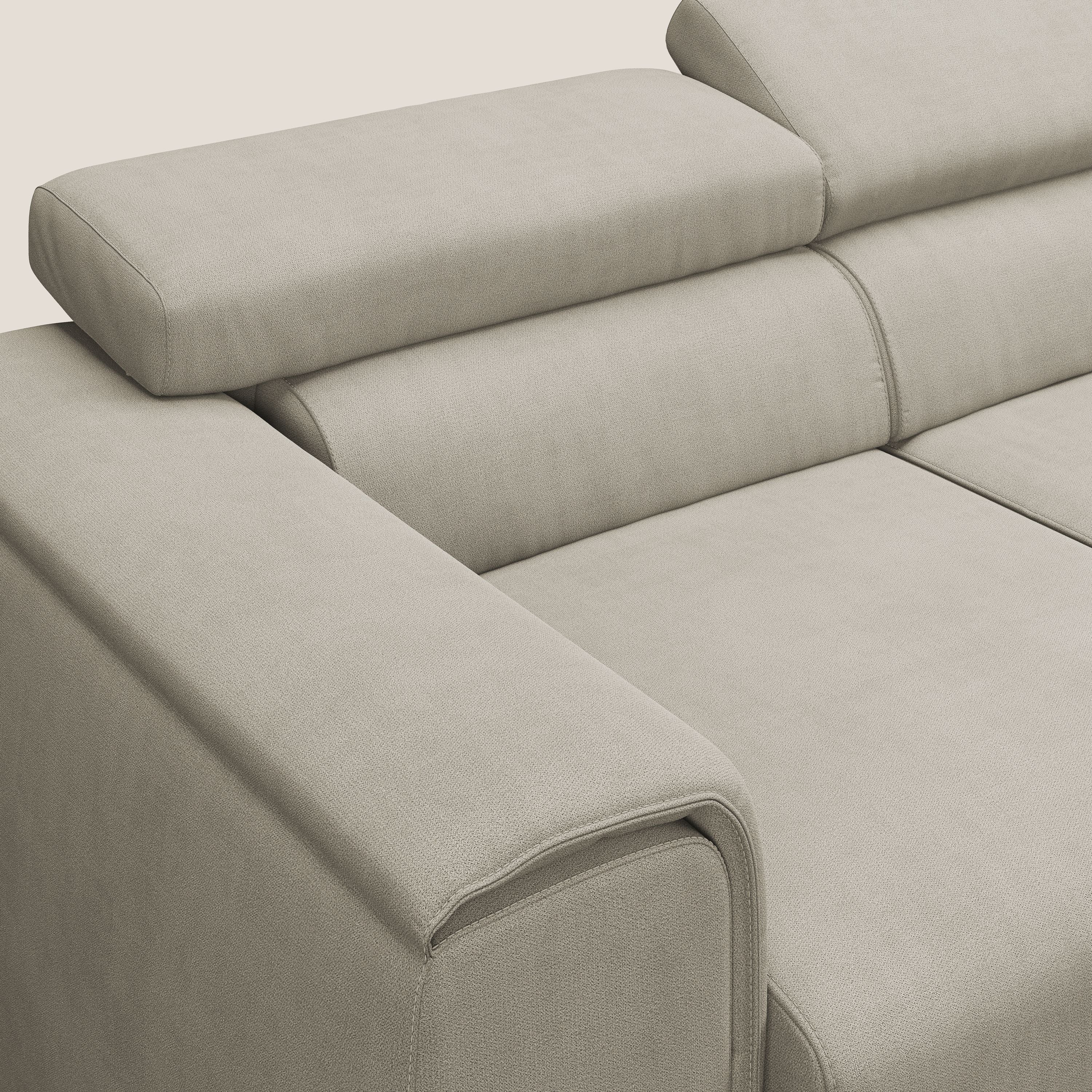 Zeno Canapé avec pouf extractible à 3 assises en tissu doux imperméable T02 crème - Image 6