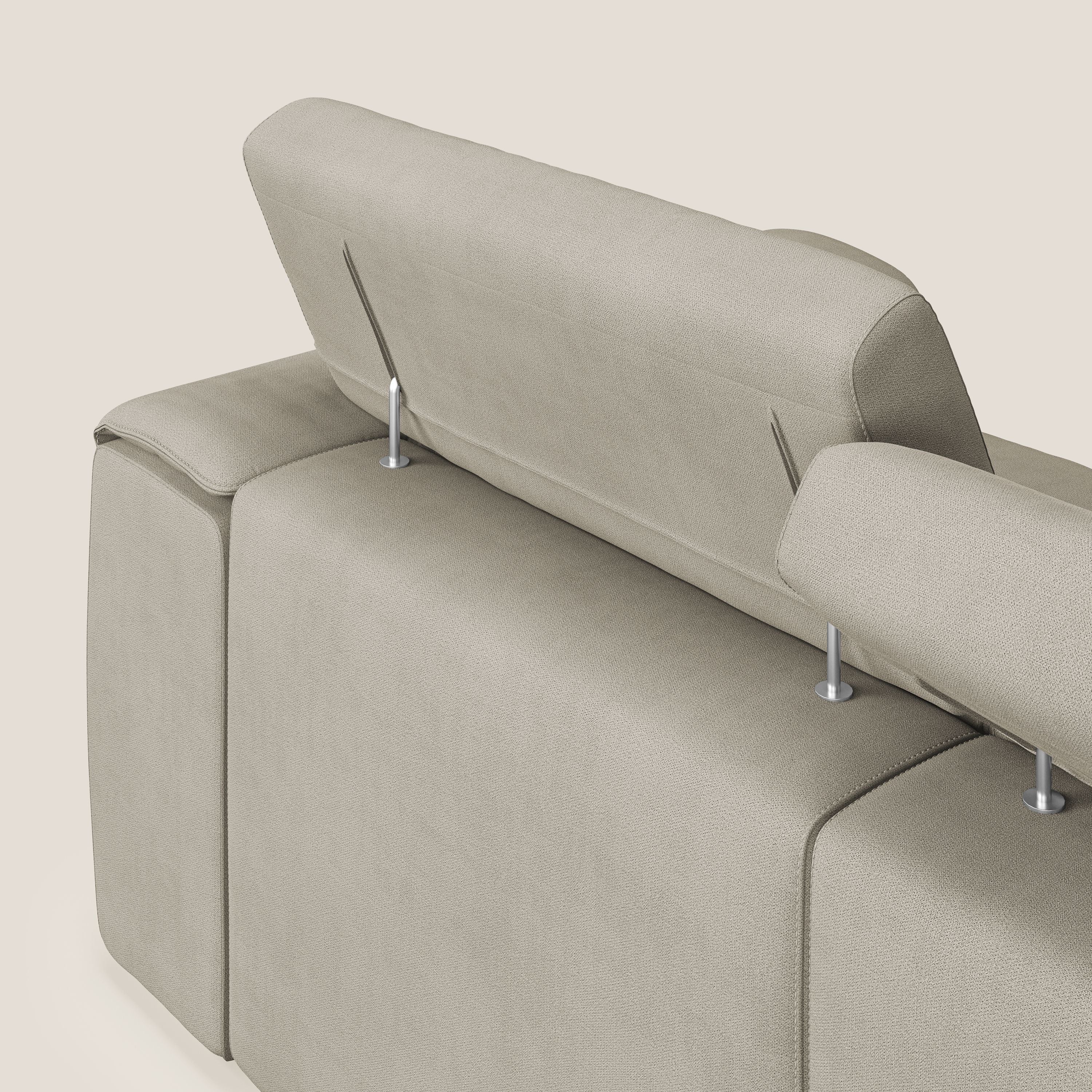 Zeno Canapé avec pouf extractible à 3 assises en tissu doux imperméable T02 crème - Image 7