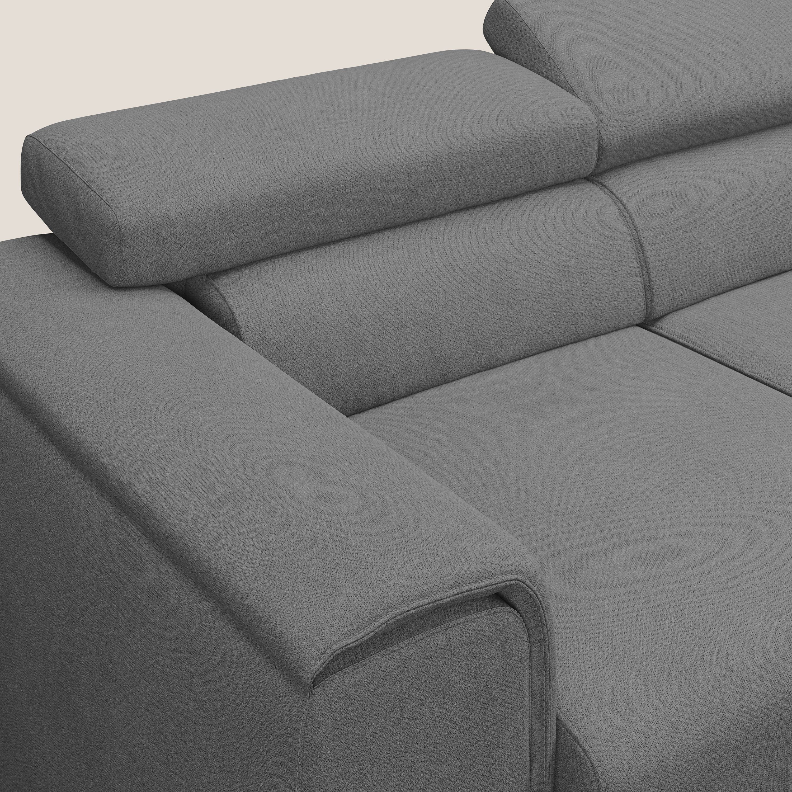 Zeno Canapé avec pouf extractible à 3 assises en tissu doux imperméable T02 gris - Image 6