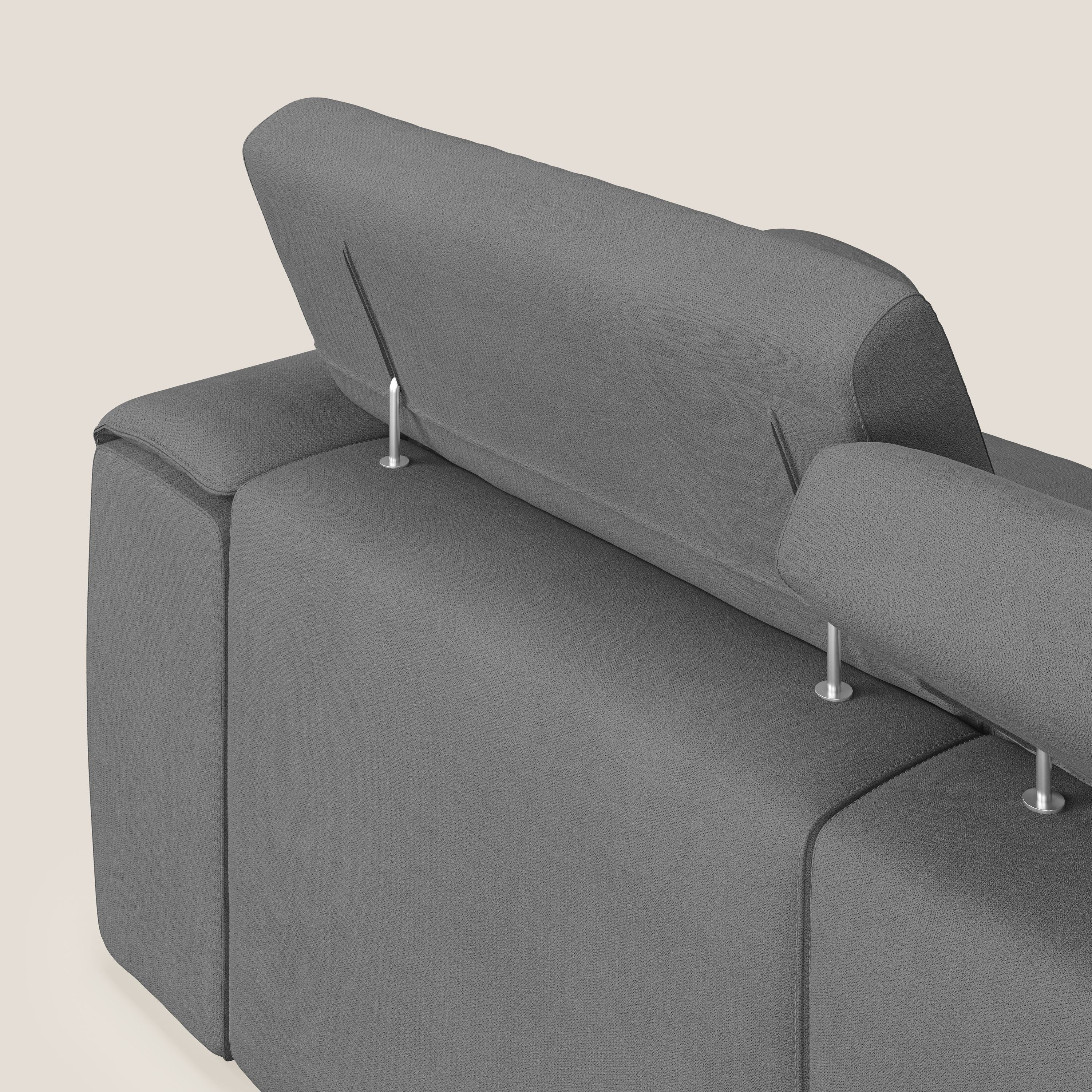Zeno Canapé avec pouf extractible à 3 assises en tissu doux imperméable T02 gris - Image 7