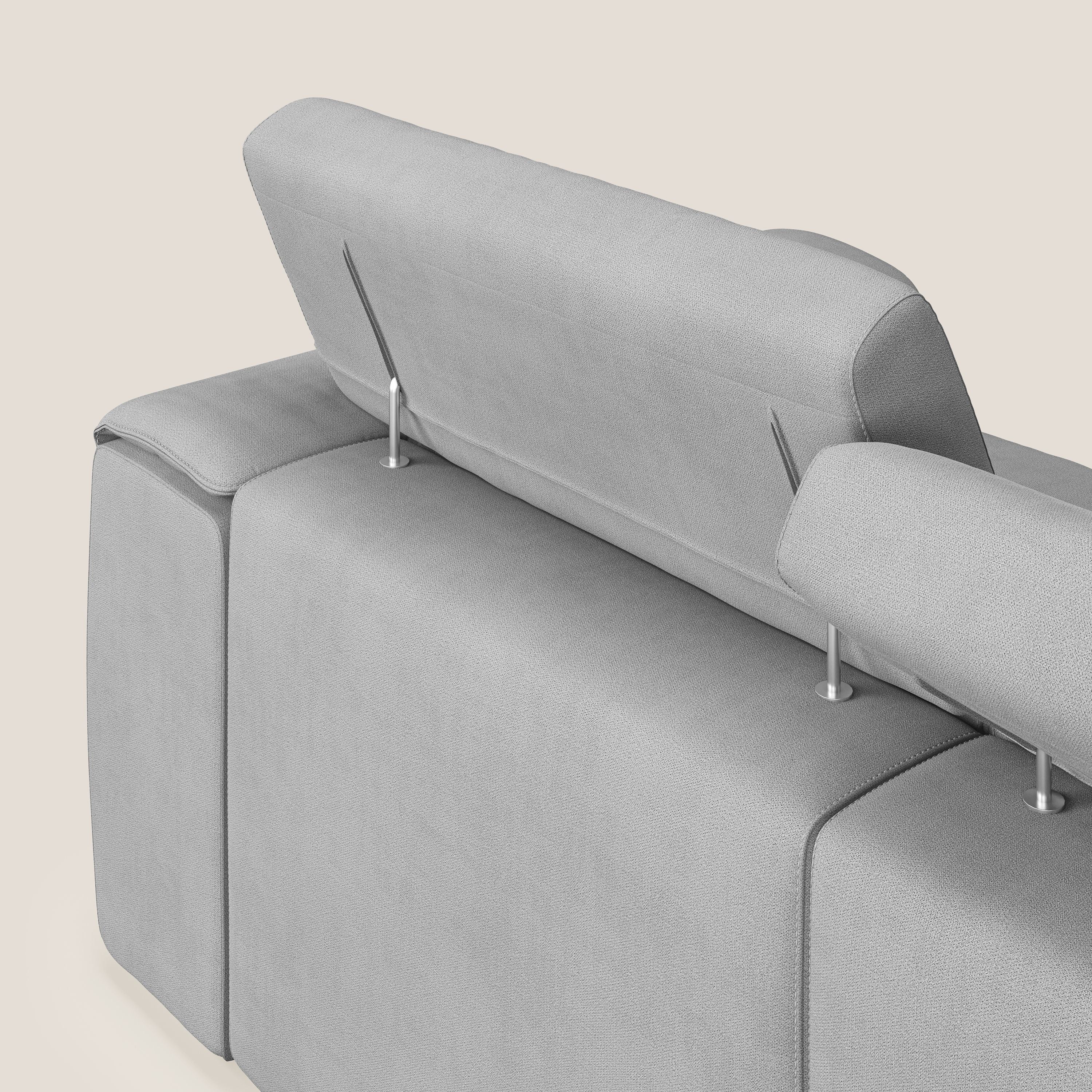 Zeno Canapé avec pouf extractible à 3 assises en tissu doux imperméable T02 gris clair - Image 7