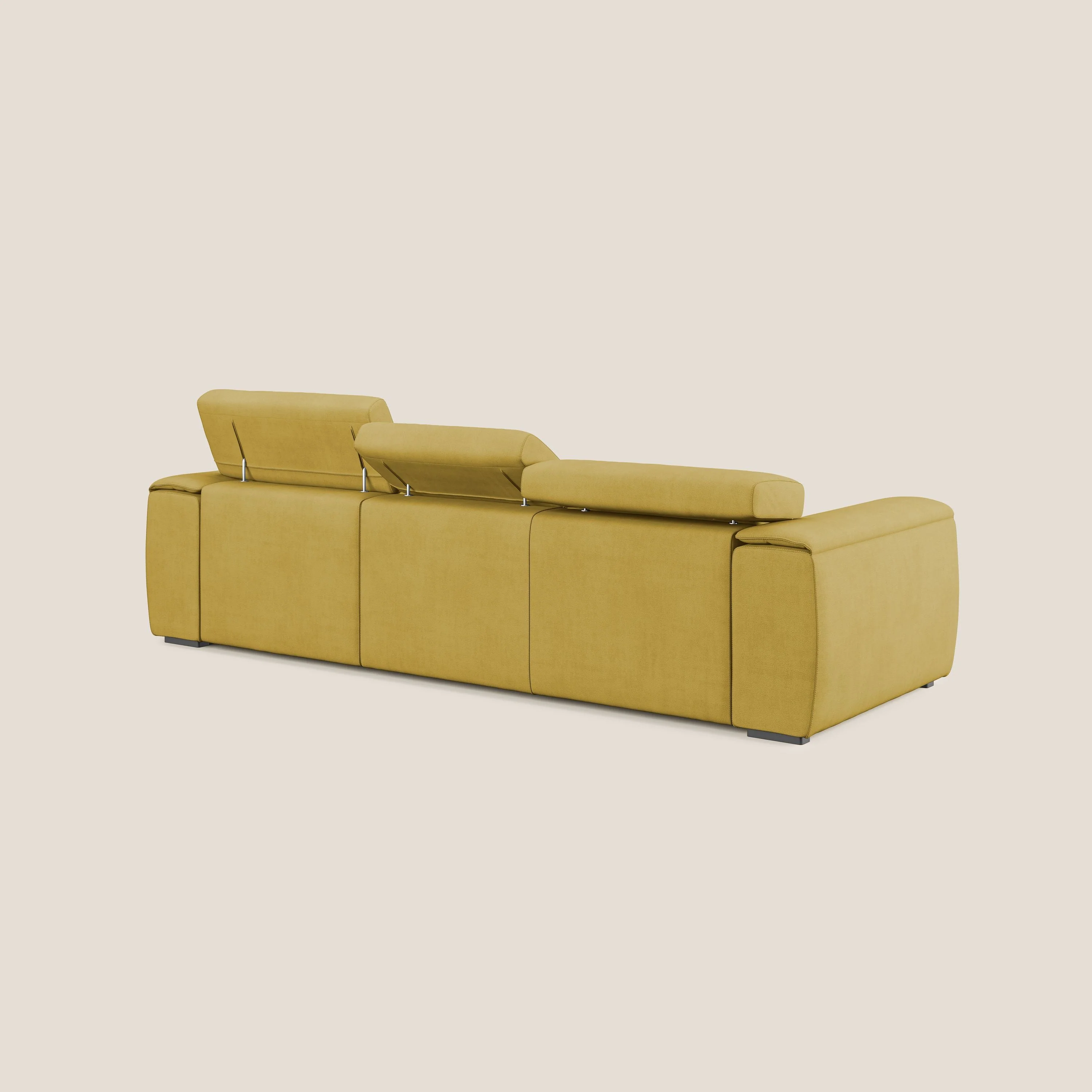 Zeno Canapé avec pouf extractible à 3 assises en tissu doux imperméable T02 jaune - Image 5