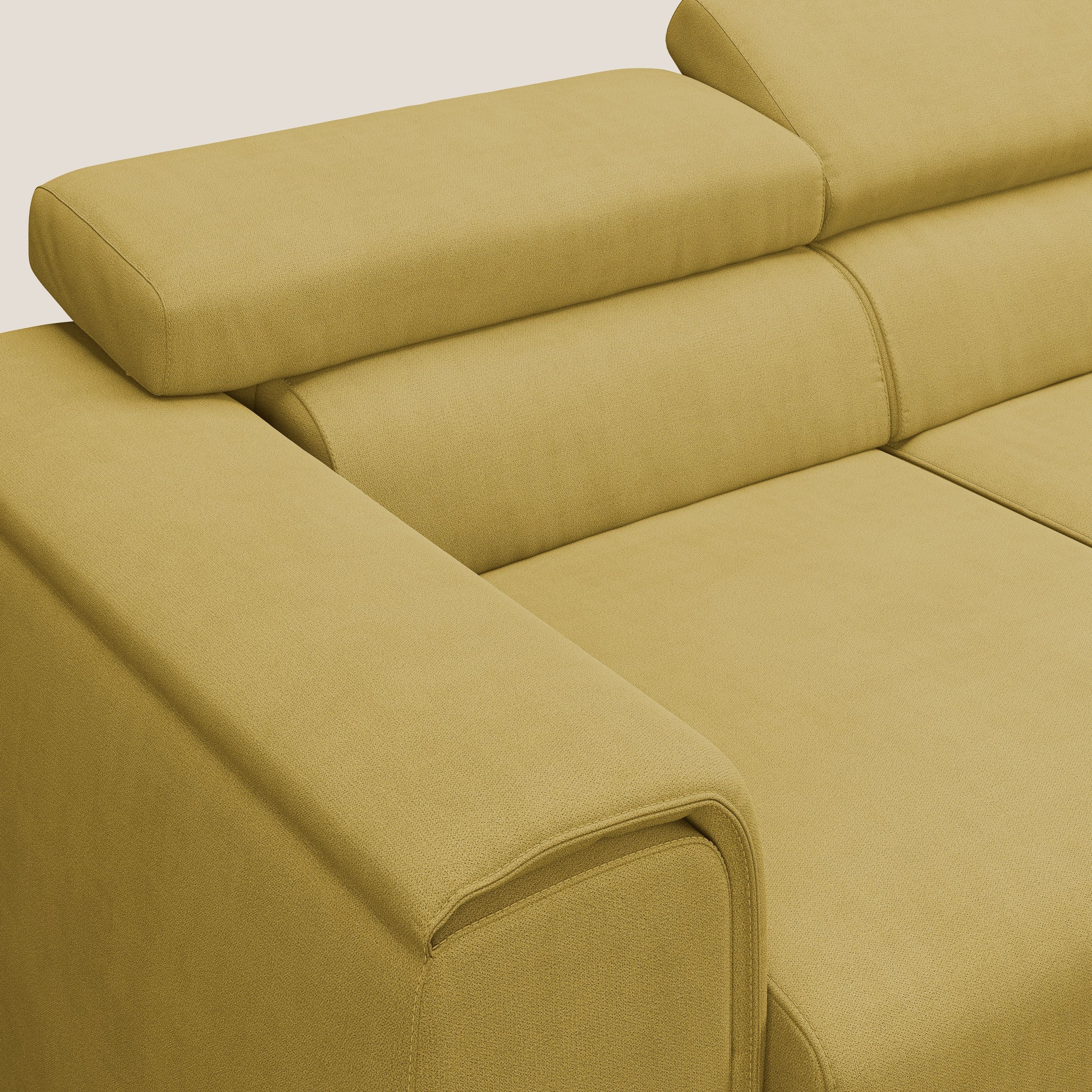 Zeno Canapé avec pouf extractible à 3 assises en tissu doux imperméable T02 jaune - Image 6