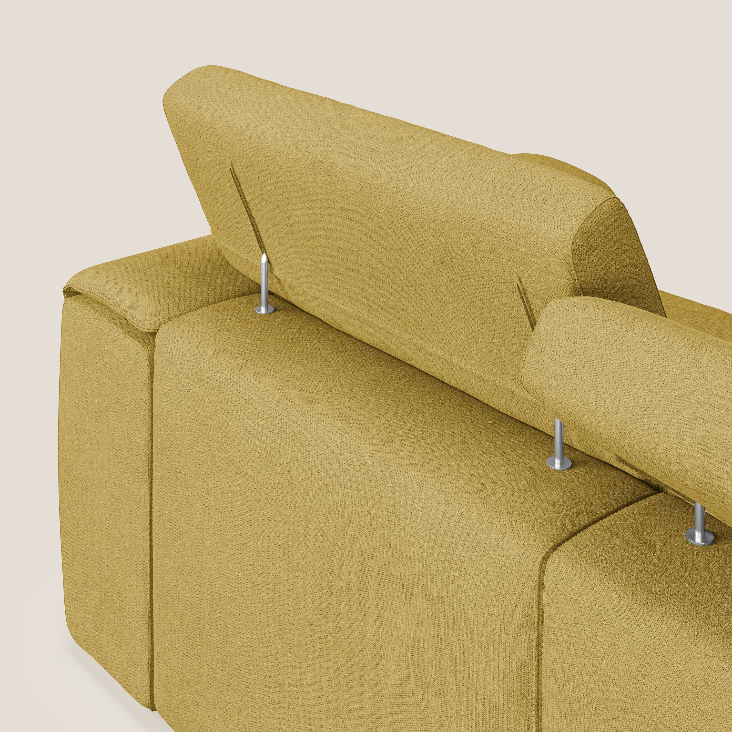 Zeno Canapé avec pouf extractible à 3 assises en tissu doux imperméable T02 jaune - Image 7