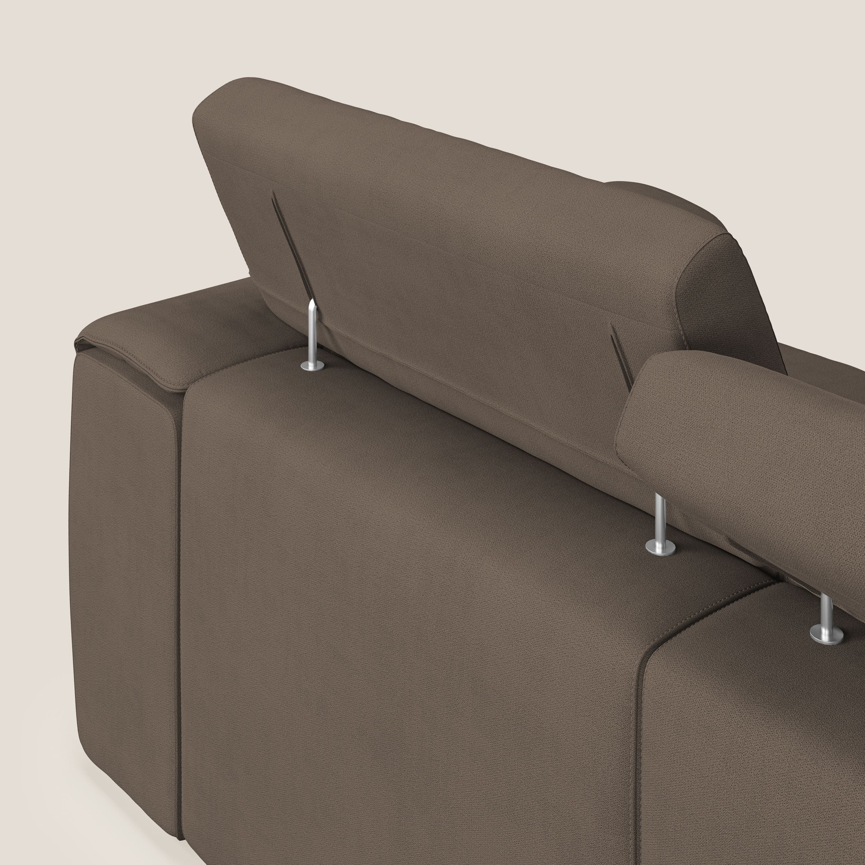 Zeno Canapé avec pouf extractible à 3 assises en tissu doux imperméable T02 marron - Image 7